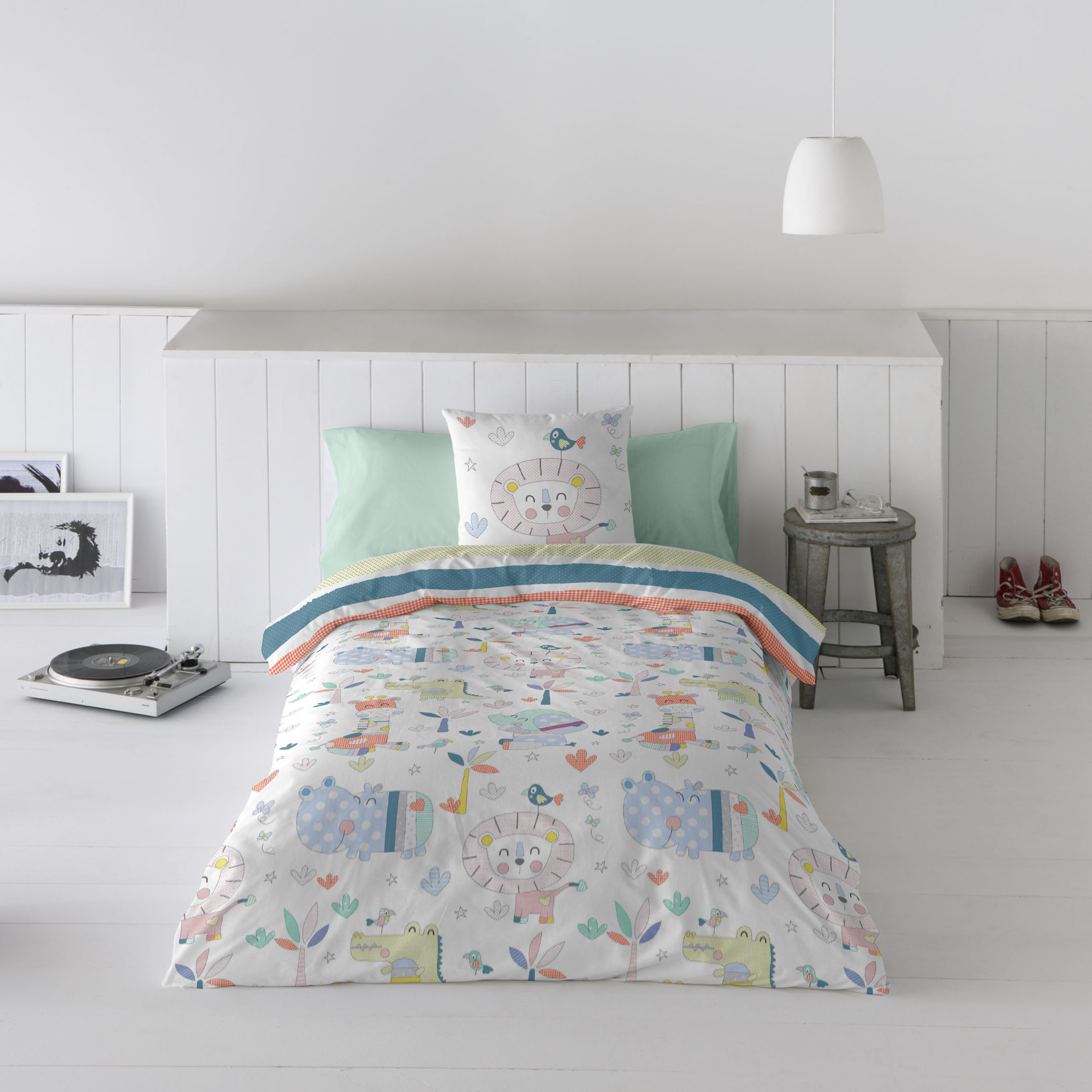 Cool Kids - Funda Nórdica Infantil Estampada Reversible - 100% Algodón Extrasuave - Juego de 2 Piezas Funda de Edredón y 1 Funda de Almohada - Cama 90/105 cm - Fabricada en España