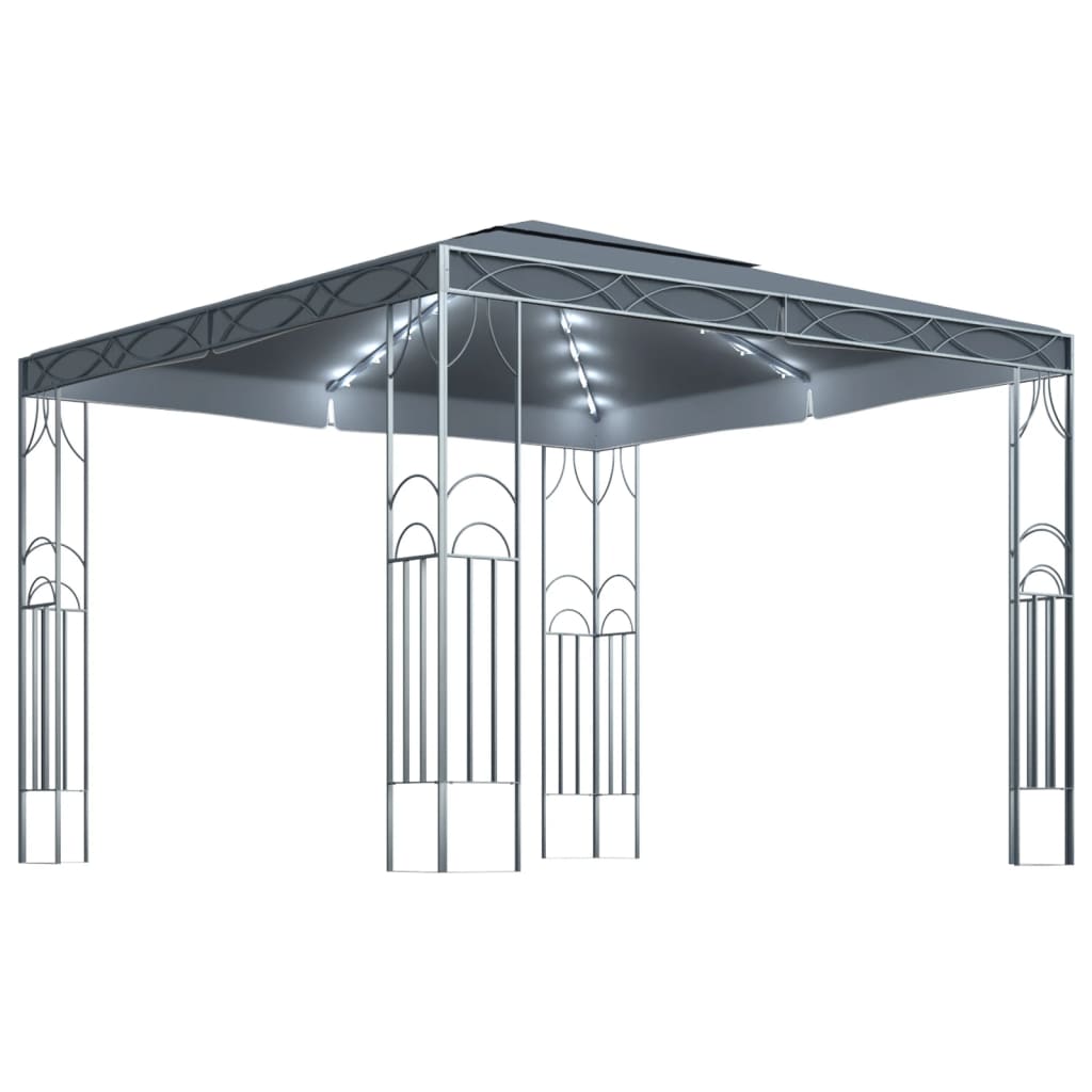 vidaXL Cenador con Tira de Luces 300x300 cm Pérgola Parasol Carpa Jardín Color Crema,  Antracita, y mas