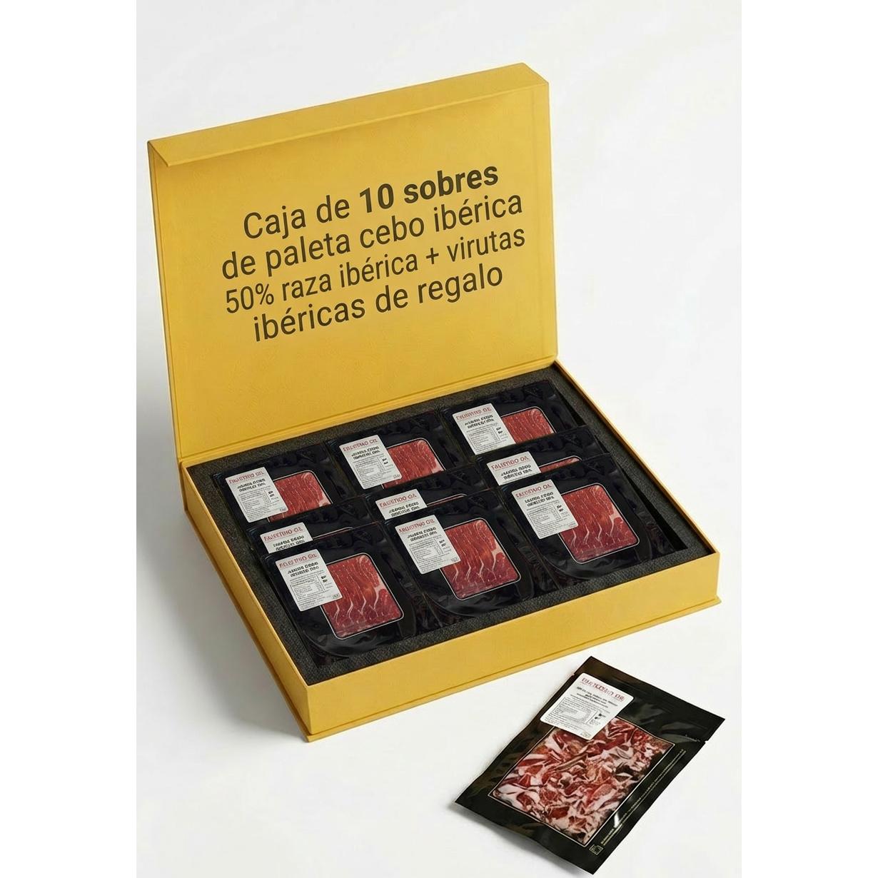 PALETA CEBO IBERICA 50% 10 SOBRES DE 100G + REGALO VIRTUAS IBERICAS 200G - IBÉRICOS FASUTINO GIL