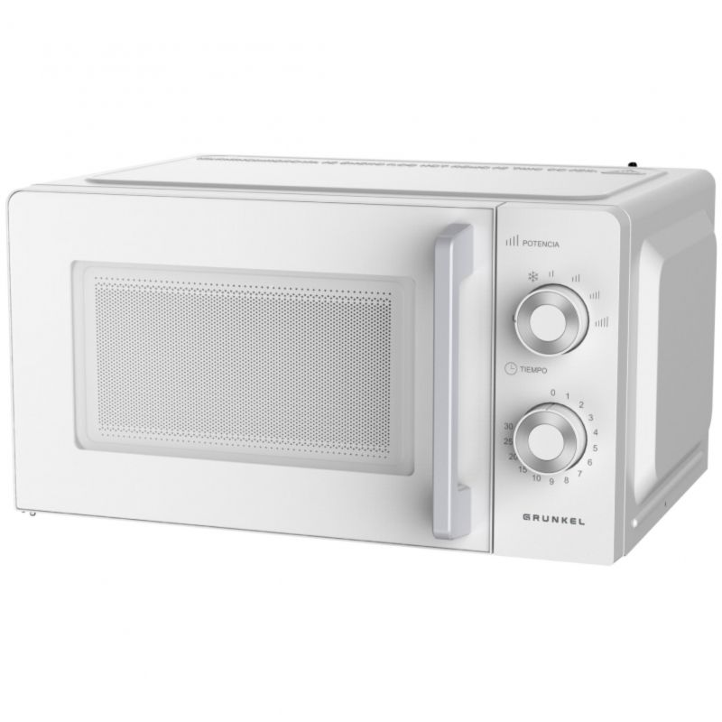 Microondas con/sin grill MG de 20 litros 700W + 900W Grill con 5-6 Niveles de Potencia, Descongelación, Temporizador 30 Min, Apertura con Tirador y Bandeja Ø245 mm (Sin Grill)