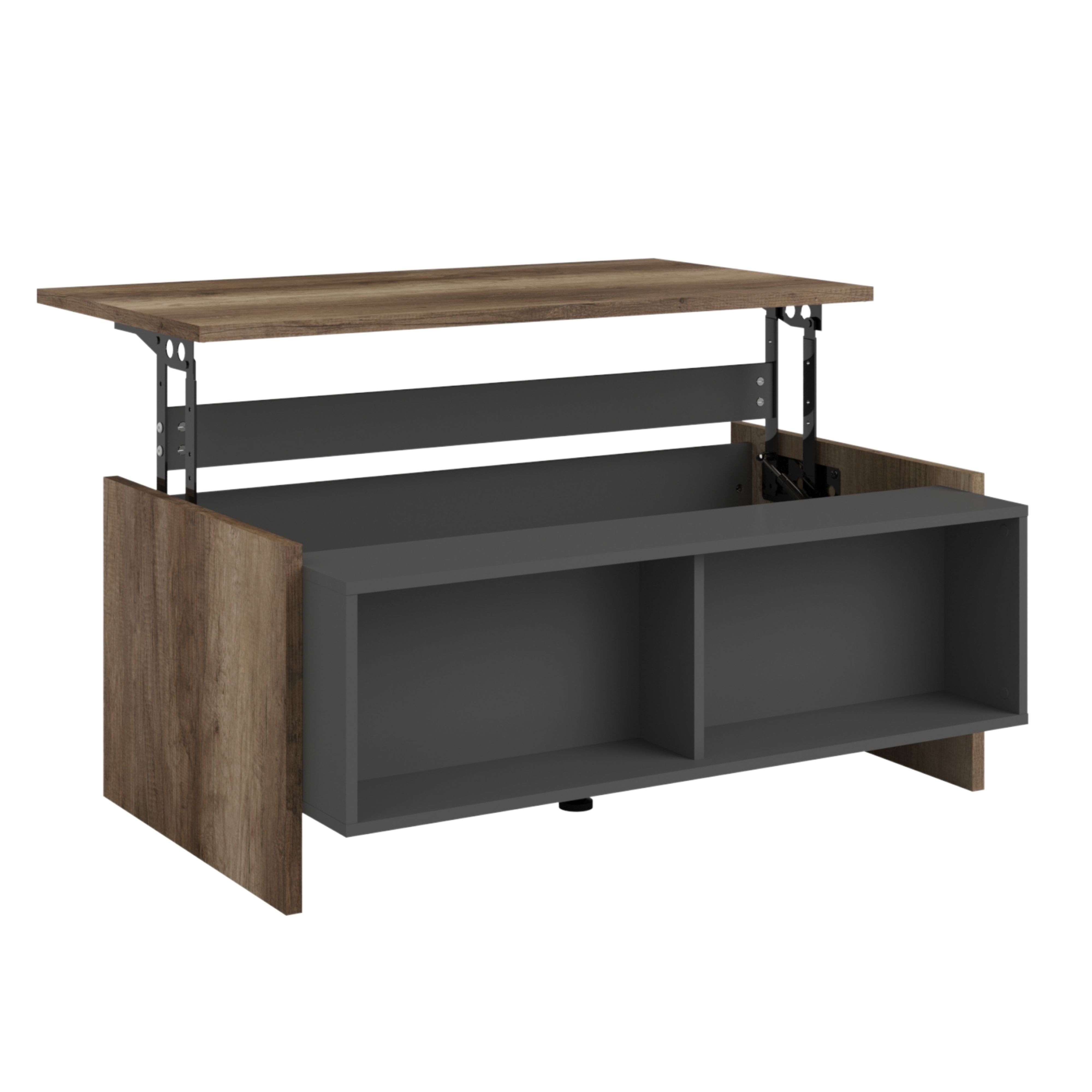 Miroytengo Mesa de Centro Elevable Salón, Comedor, Sala de Estar Opec Roble y Gris 110x47x65 cm