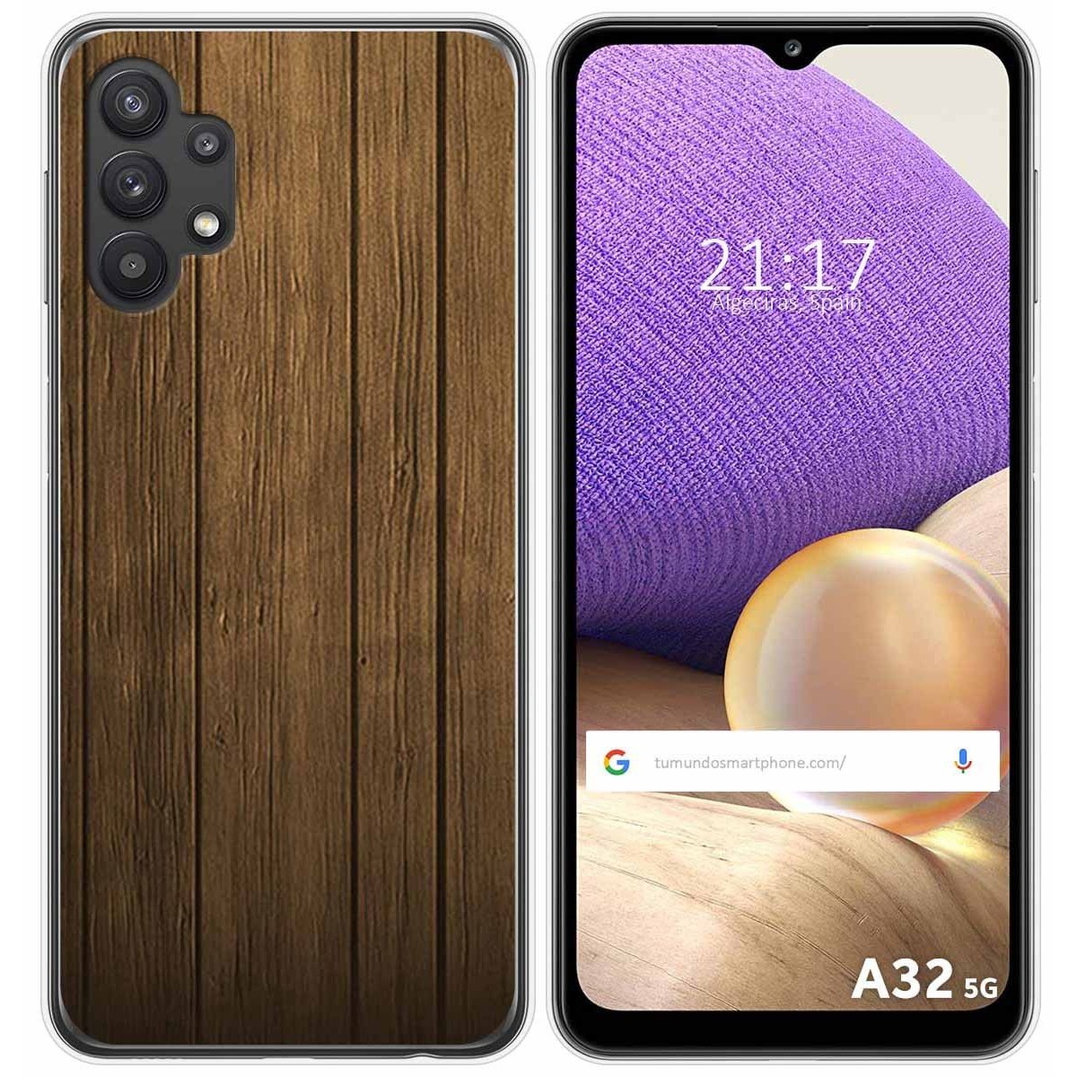 Tumundosmartphone Funda Gel Tpu para Samsung Galaxy A32 5G diseño Madera Dibujos