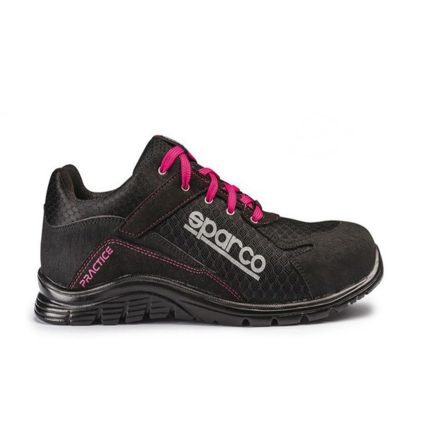 CALZADO DE SEGURIDAD SPARCO PRACTICE S1P SRC, CON HORMA ESPECIAL PARA MUJER, ZAPATILLA DEPORTIVA DE SEGURIDAD LABORAL, CÓMODO Y DE ESTILO RACING.