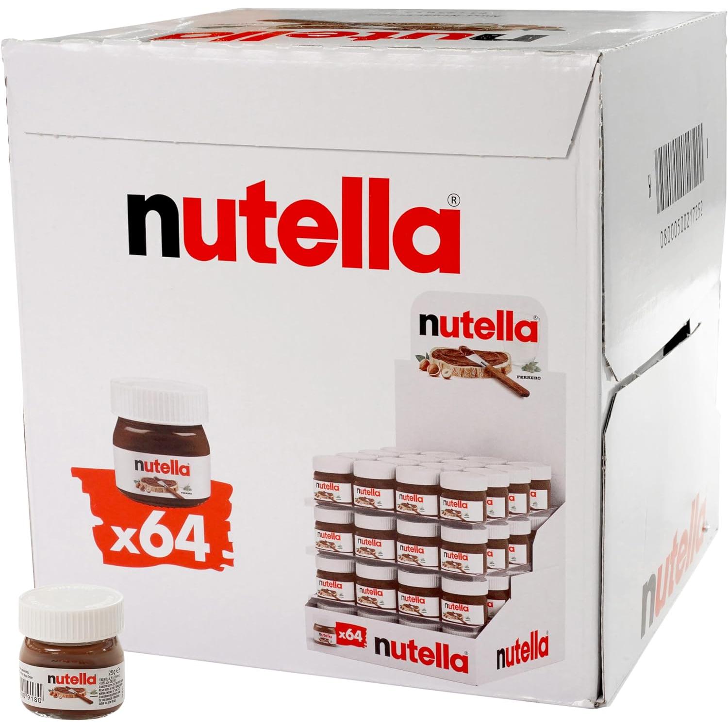 Nutella Mini 25gr Tarro Cristal. 16 / 32 / 64 unidades. Ideal para Regalos, Comuniones, Bautizos. Hoteles.