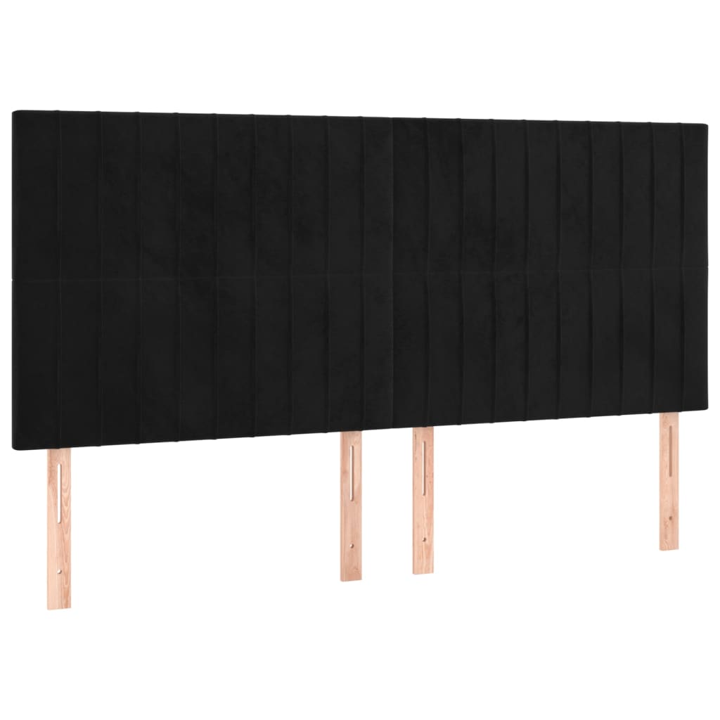 vidaXL Cabecero con luces LED terciopelo negro 200x5x118/128 cm