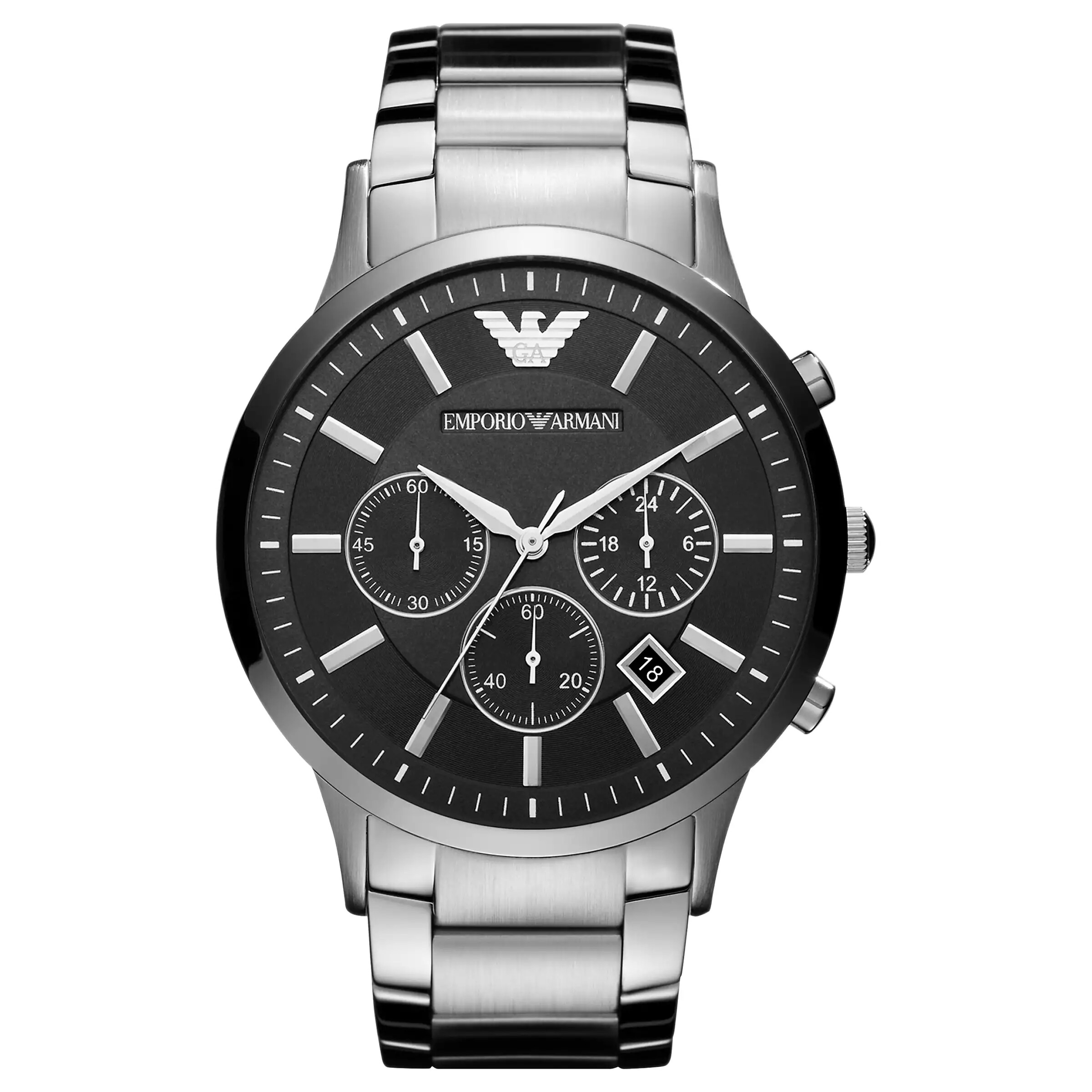 Emporio Armani Reloj hombre AR2460, con calendario, Incluye Caja Original, Diámetro: 46MM