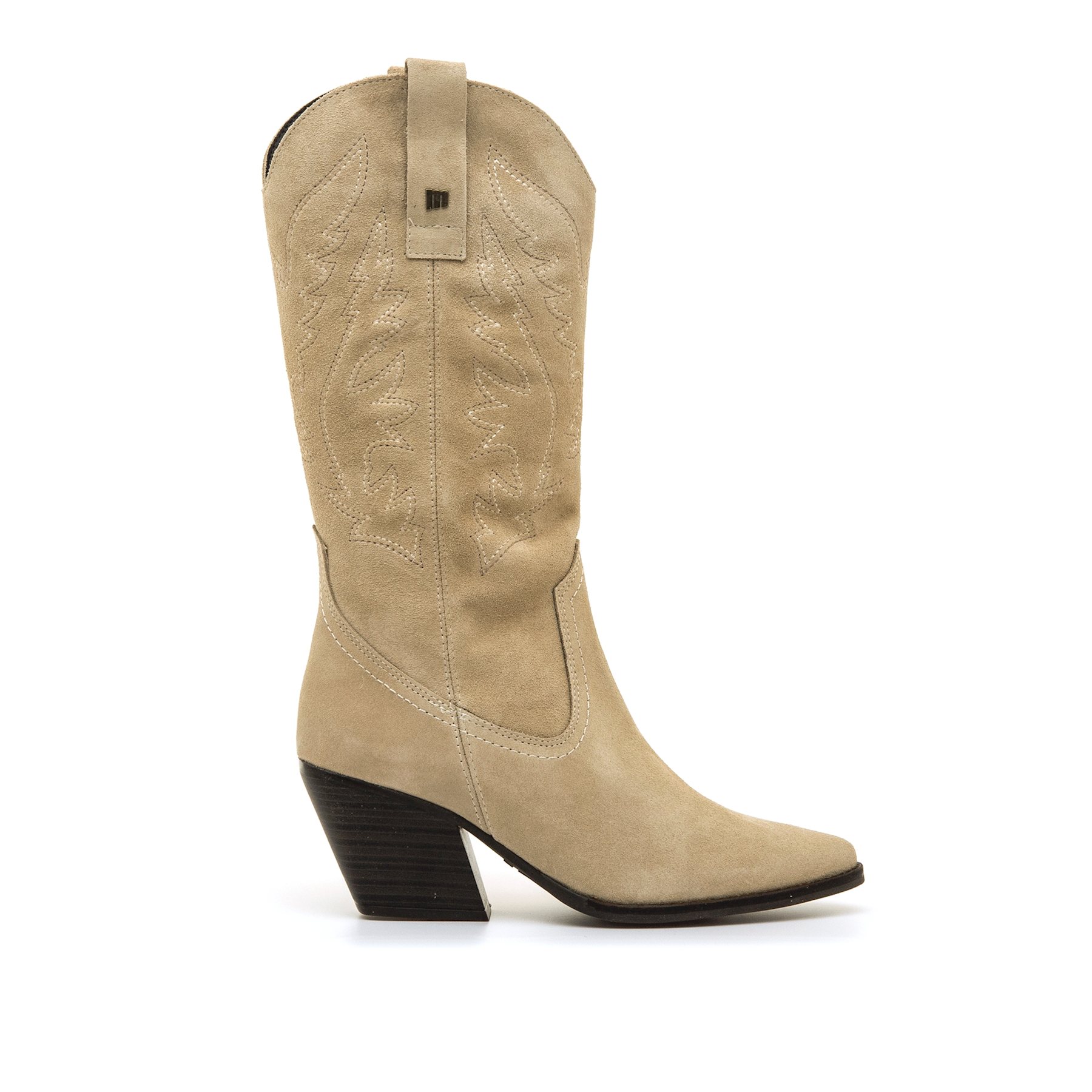 Mustang-MTNG botas de tacón mujer missouri beige con cierre cremallera y tipo de puntera afilada