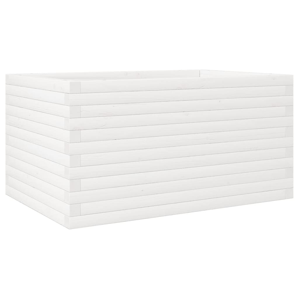 vidaXL Jardinera de madera maciza de pino 90x60x46 cm Color Pino natural,  Blanco,  Marrón cera y mas