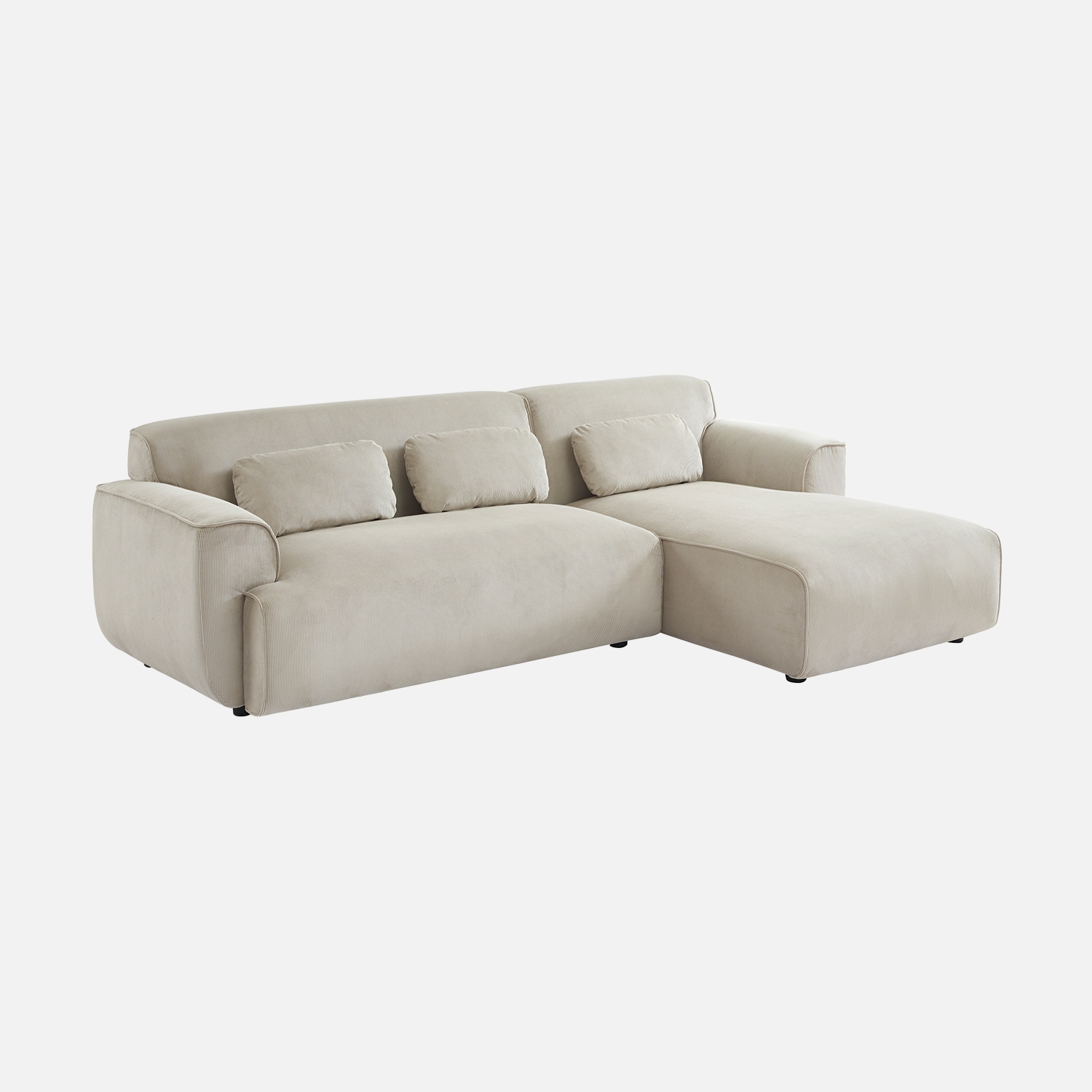 sweeek - Sofá esquinero de pana, 3 plazas , Wallas pana , 196x151x73