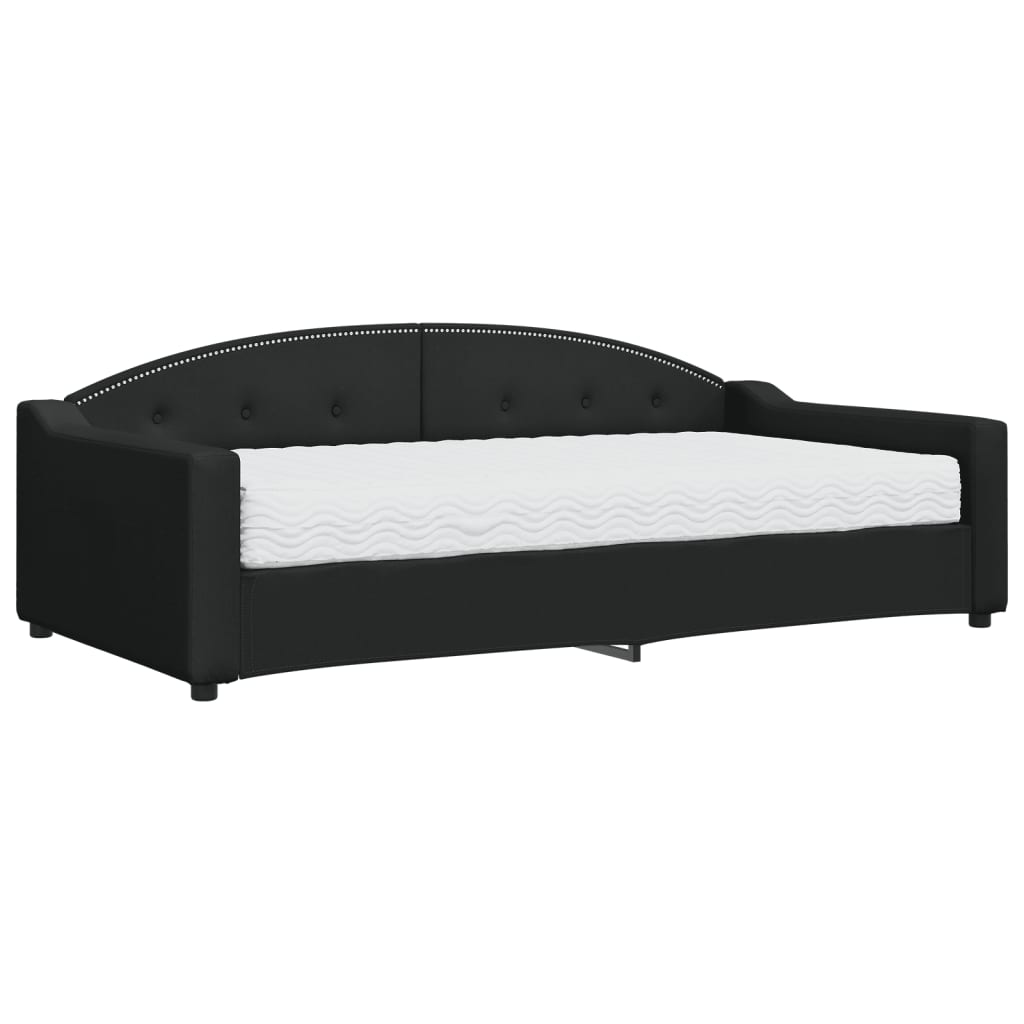 vidaXL Sofá cama con colchón tela negro 100x200 cm