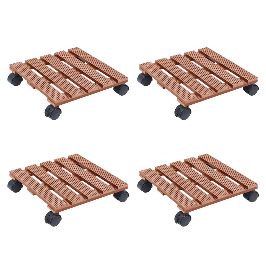 vidaXL 4x Soportes con Ruedas para Plantas WPC Cajón Macetas Transporte Color Gris,  Marrón, y mas