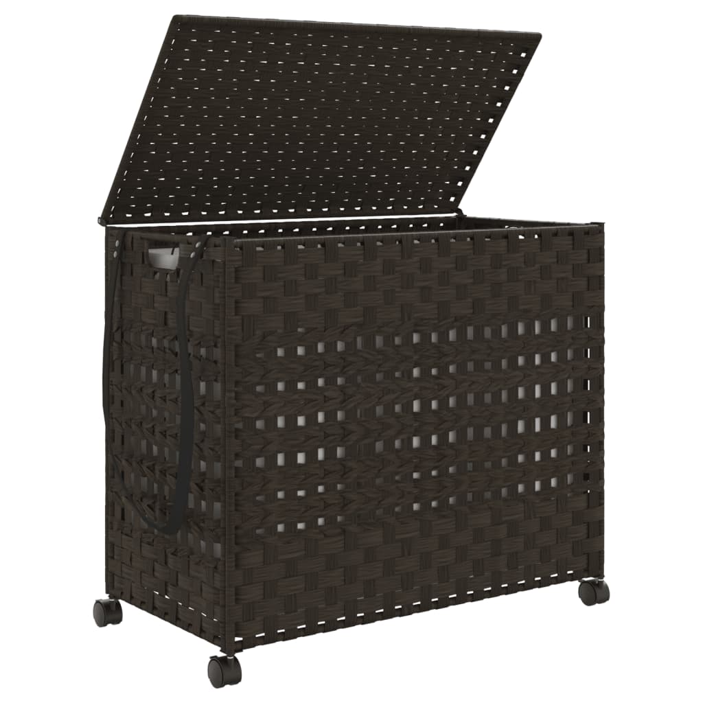 vidaXL Cesto para Ropa Sucia con Ruedas Cesta Baño Ratán Sintético Color Marrón oscuro,  Natural,  Blanco y mas