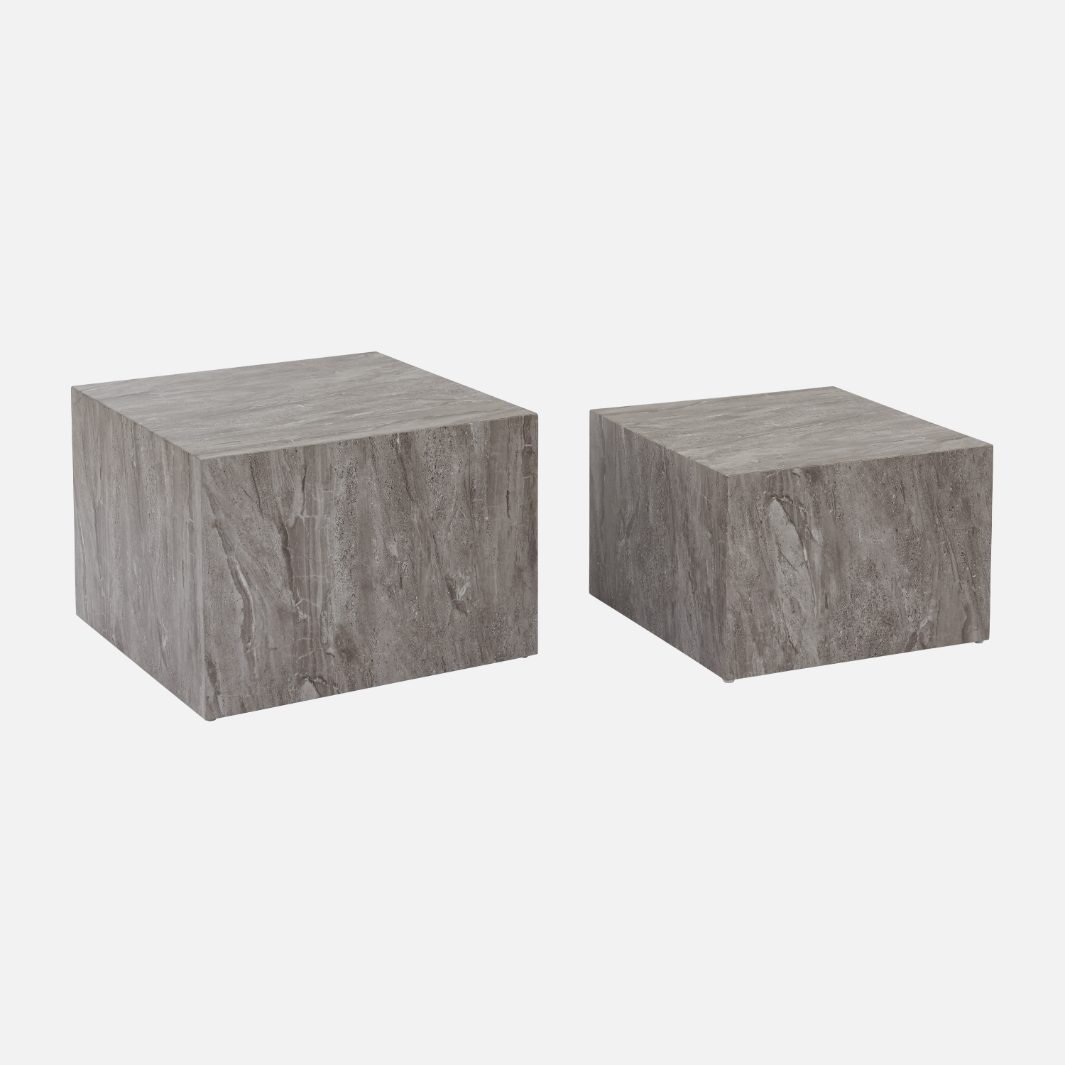 sweeek - Mesa de centro cuadrada con efecto mármol, set de 2 , Paros , 58x58x40