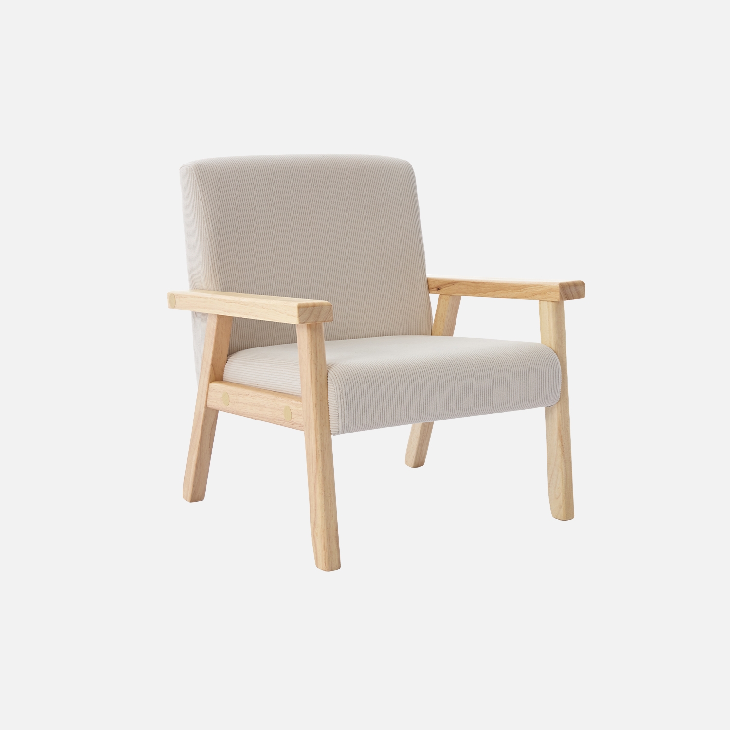 sweeek - Sillón infantil escandinavo de pana y madera de caucho , Isak kids , 47x43x50