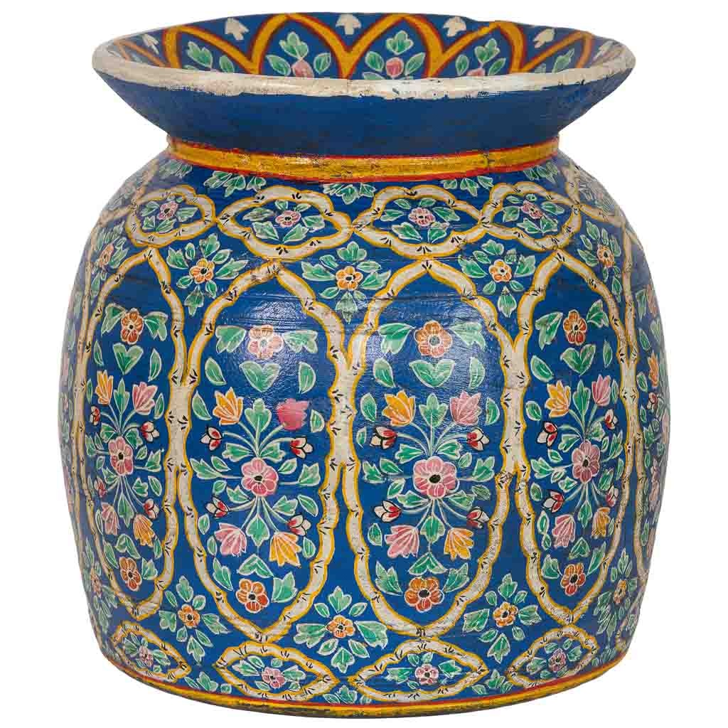 Wonderlust Deco - Jarrón de madera multicolor pintado a mano 32x32x32.5h cm Multicolor 32x32x32.5h cm