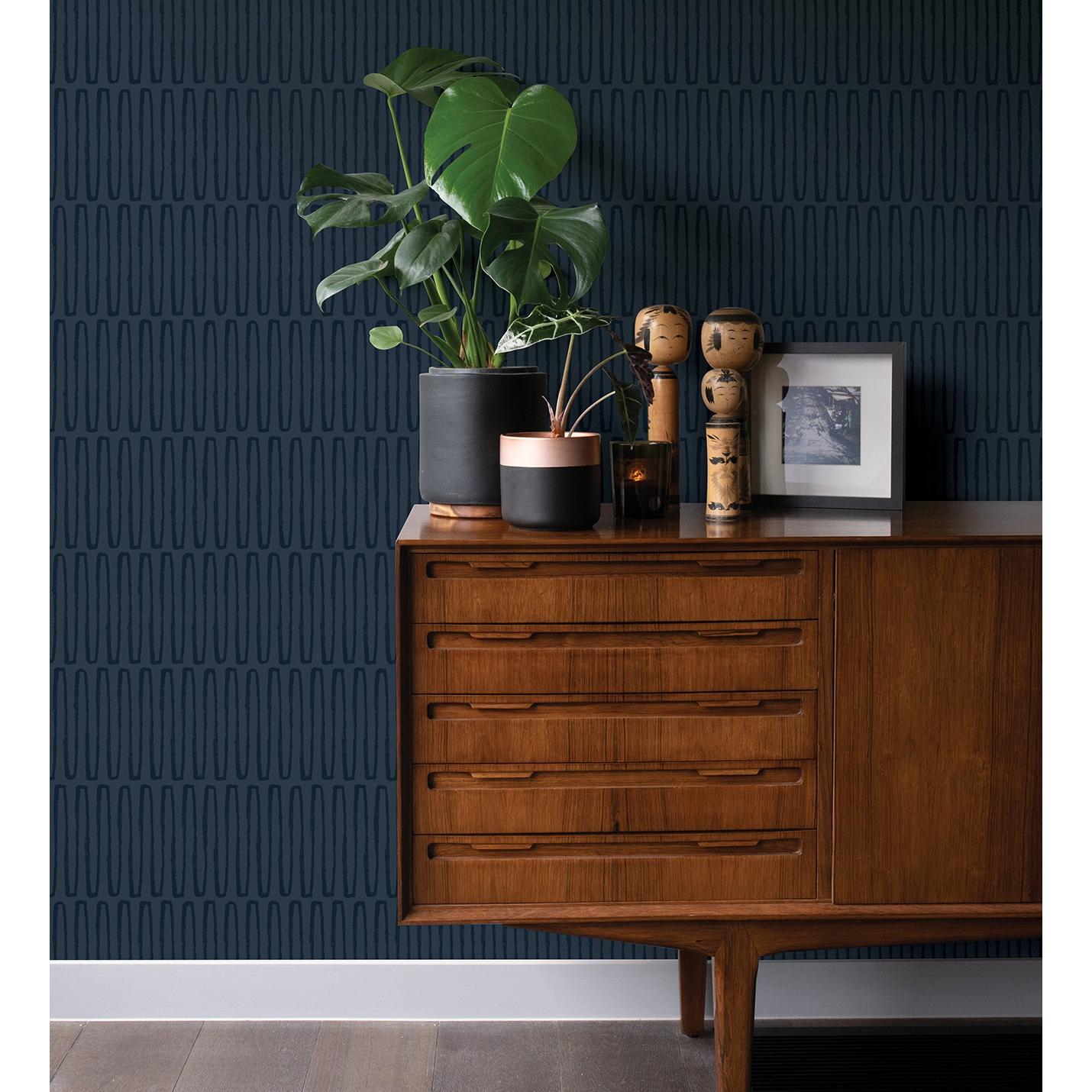 Papel pintado vinílico ecológico étnico diseño geométrico africano azul - Barak 682039 de GAULAN - Rollo de 10 m x 0,52 m