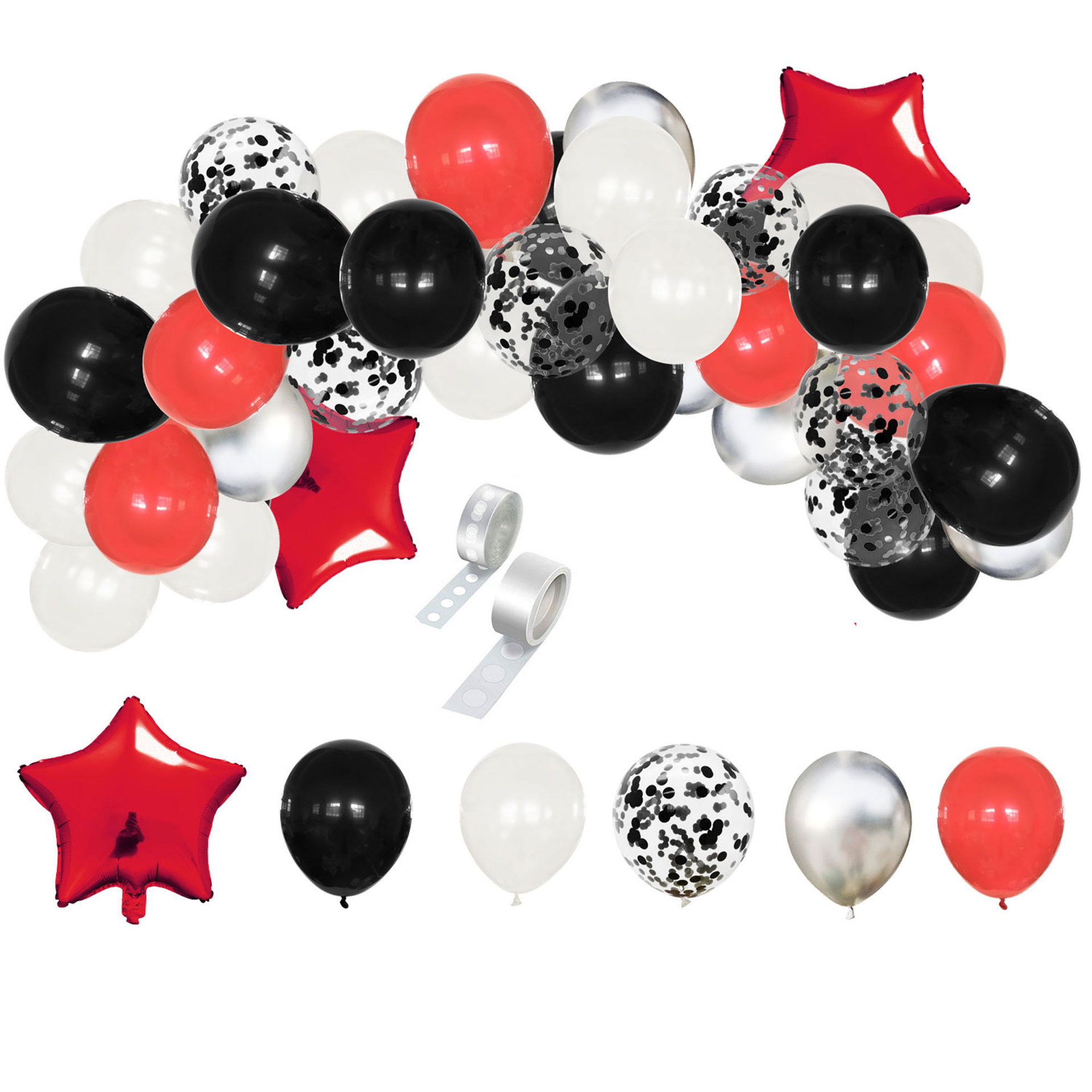 Kit de arco de guirnalda de globos rojos y negros, 120 globos de látex de  confeti blanco, rojo y negro para bodas, baby shower, cumpleaños