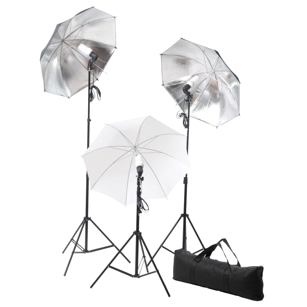 vidaXL Kit de iluminación de estudio trípodes y sombrillas 24 vatios
