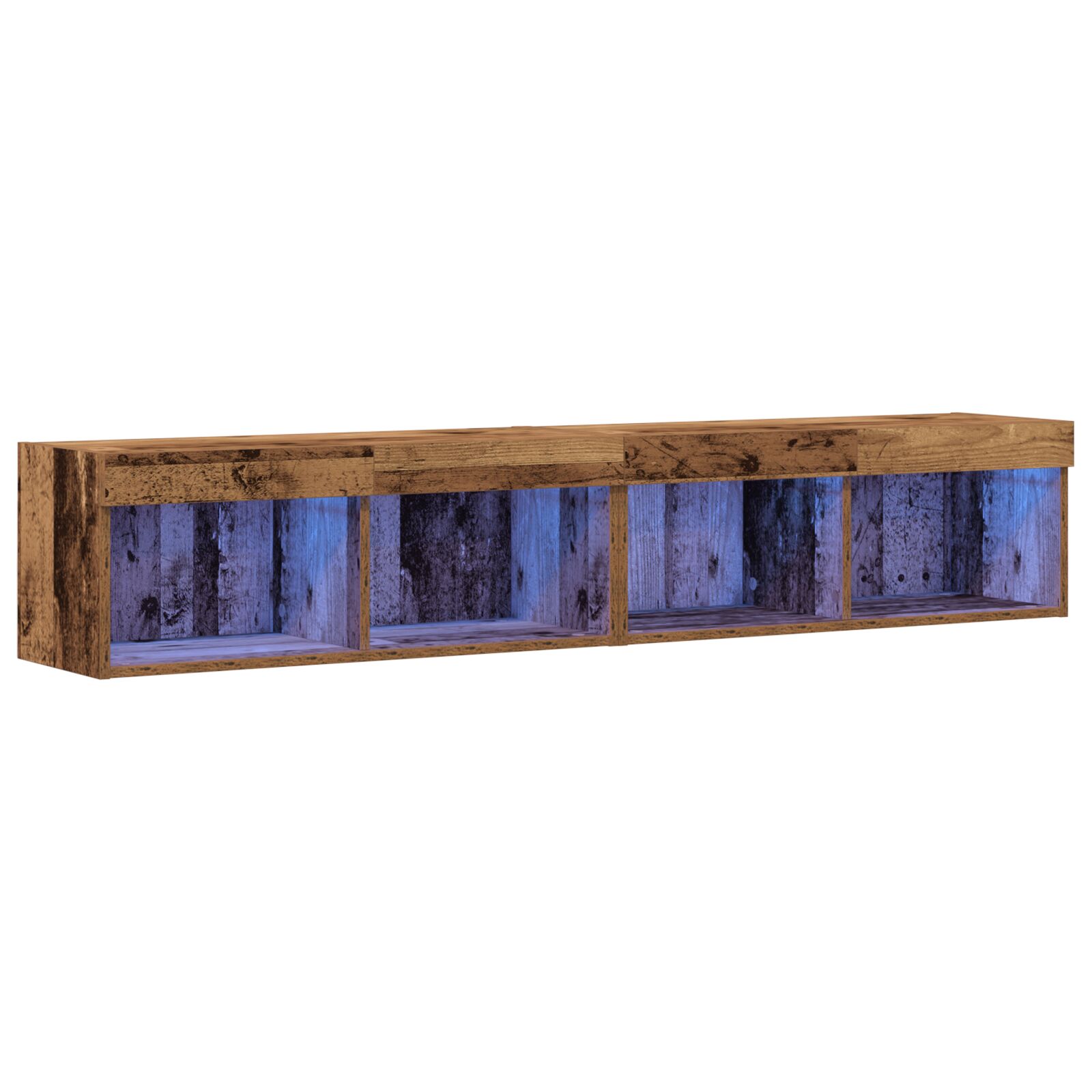 Gabinetes de pared para TV vidaXL con luces LED 2 pcs Madera vieja 80x30x30 cm