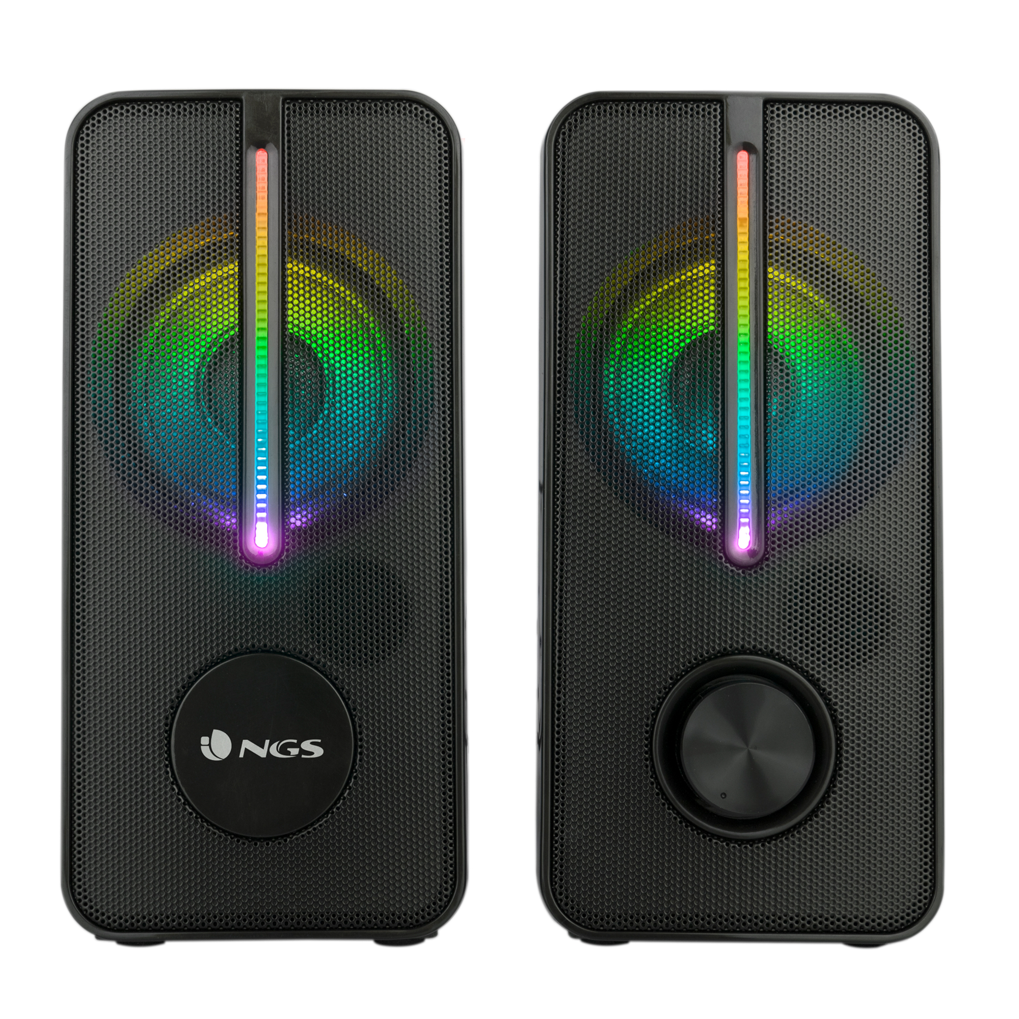 NGS GSX: Altavoces 2.0 estéreo DE GAMING con iluminación LED RGB, 12W y CONEXIÓN USB. COLOR NEGRO.