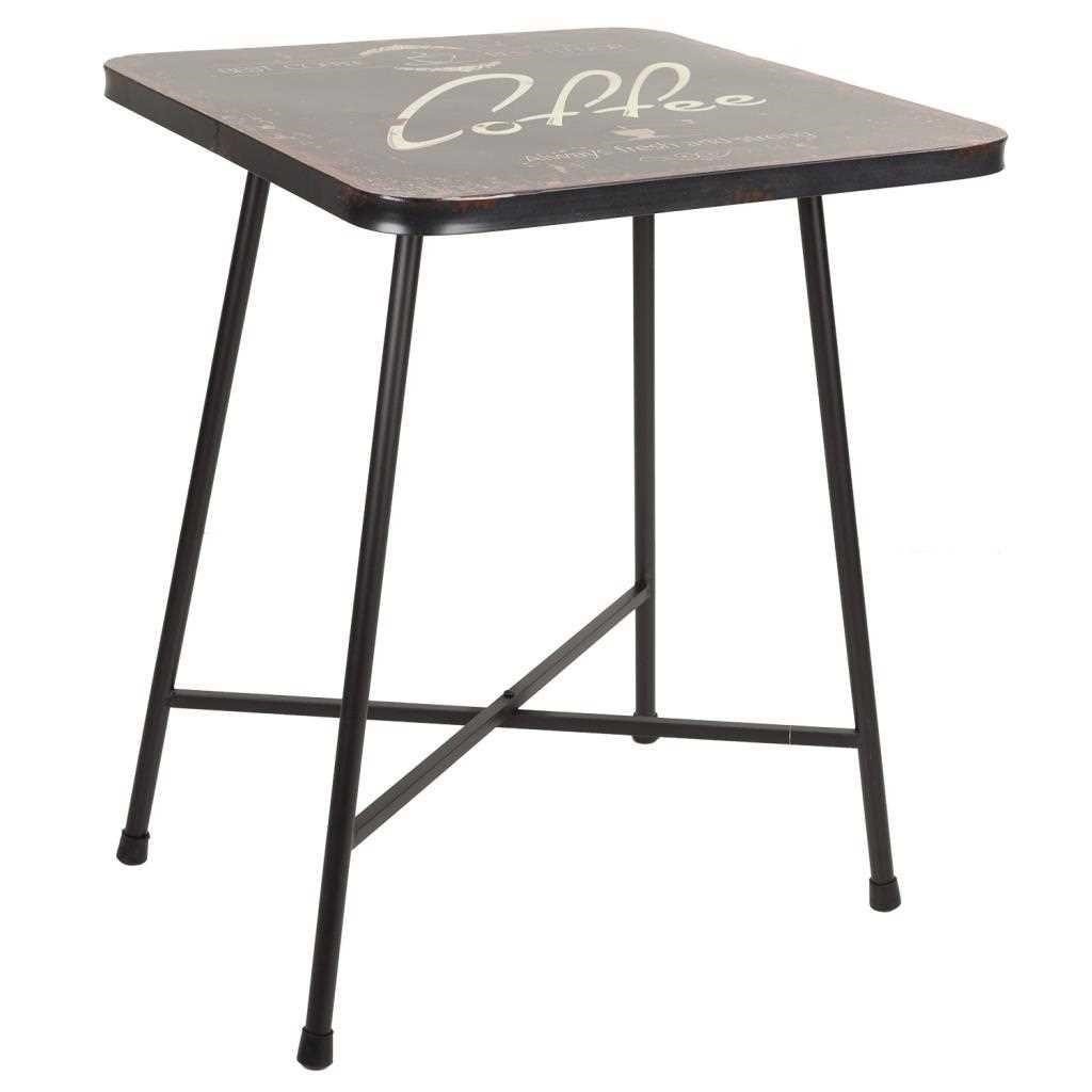 WANDERLUST DECO Mesa cuadrada de metal negra 60x60x77h cm de estilo Industrial