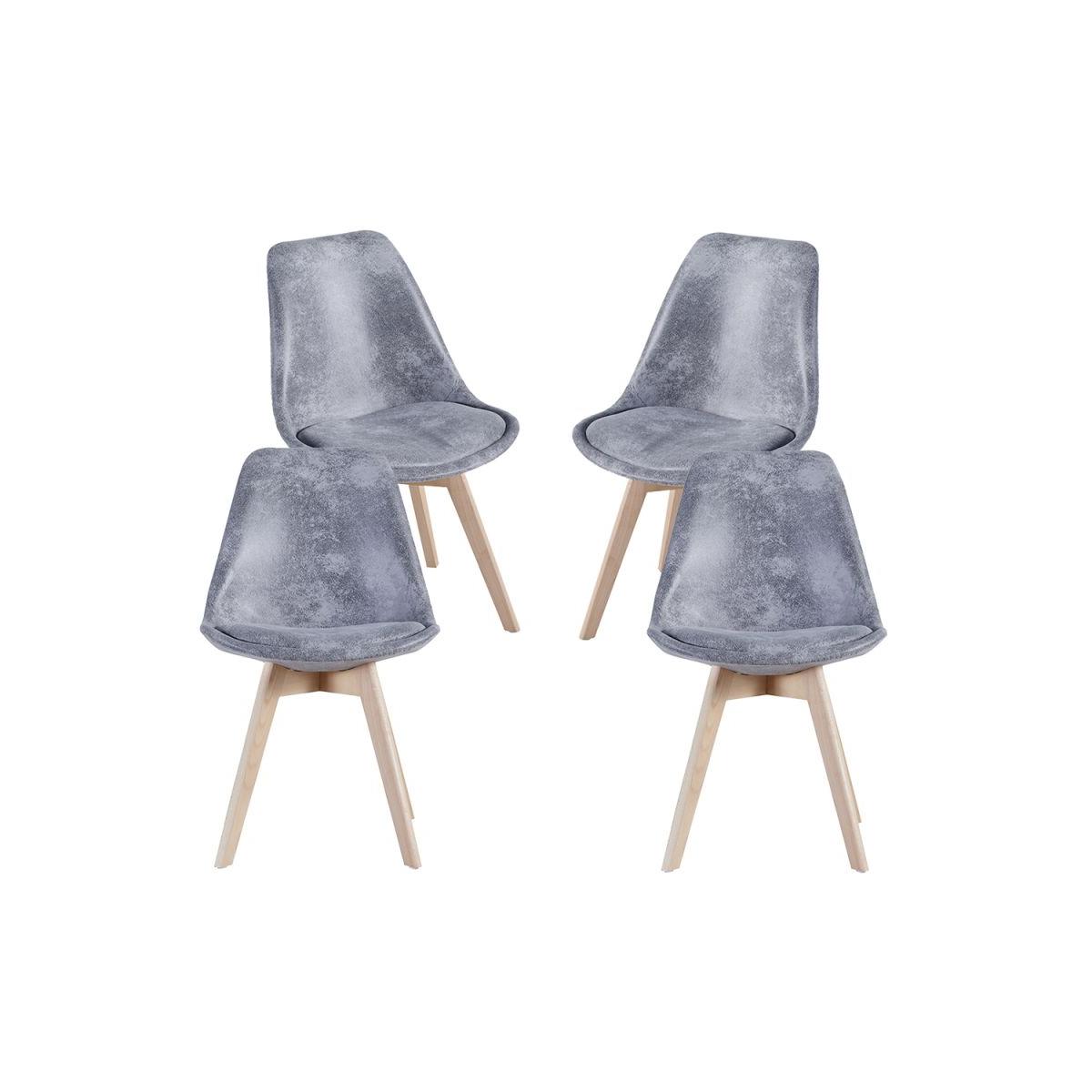 Regalos Miguel - Packs Sillas Comedor - Pack 4 Sillas Synk Vintage - Gris claro