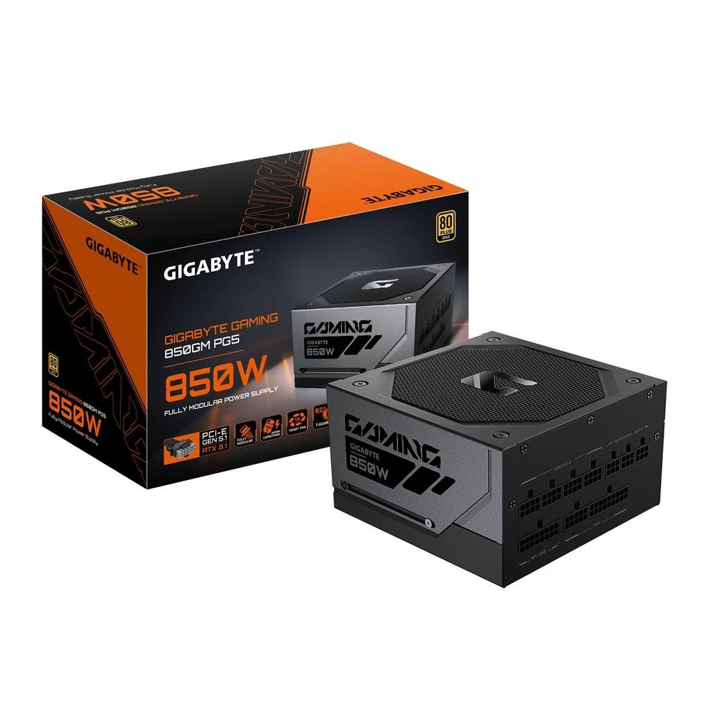 Gigabyte - Fuente de alimentación PC GP-GME850GM PG5 de 850 W, modular, 80 PLUS Gold y Cybenetics ETA Platinum, compatible ATX 3.1 y PCIe 5.1