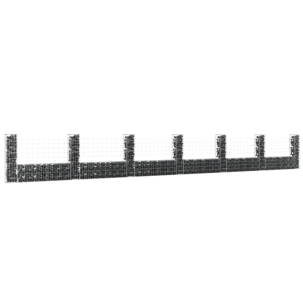 Cesta de Gaviones Vidaxl Forma de U 4 Postes de Hierro Dimensiones 140 X 20 X 100 Cm - Para Jardín