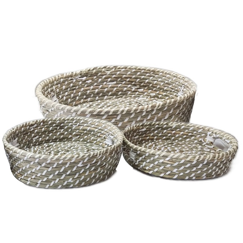 SIGNES GRIMALT Cestas 3 Unidades Marrón de Fibra Vegetal-Cuerda | Decoración Rústica y Boho Chic