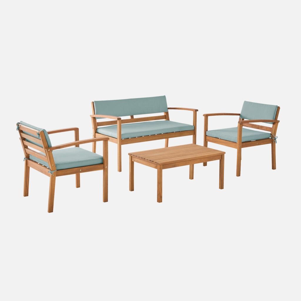 sweeek - Conjunto de jardín de madera de acacia, 4 plazas , Komoda , 115x62x70