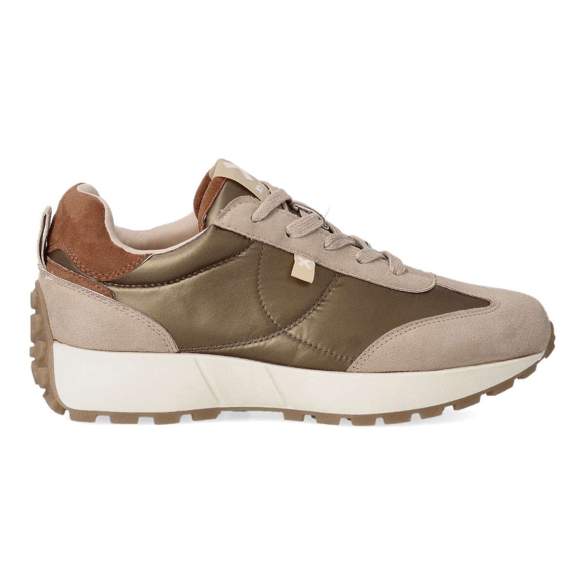 XTI - Zapatillas urbanas sport mujer modelo Zapato urbano sport, fabricadas en nylon metalizado y antelina, con suela antideslizante y plantilla acolchada extraíble, color platino