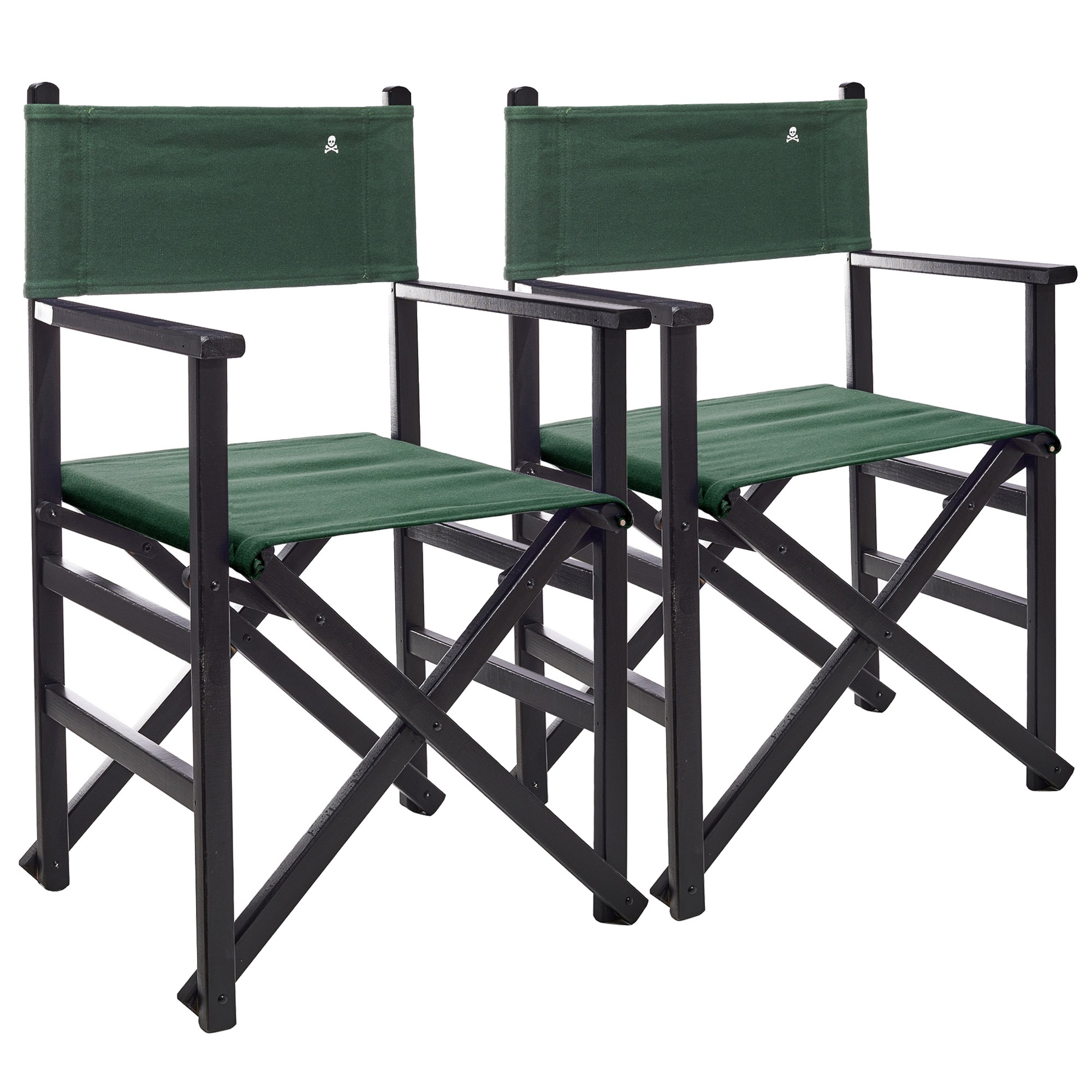 Scalpers Home Set de 2 Sillones director plegables estructura color wengué con lona piedra - Fabricados en madera de haya de primera calidad