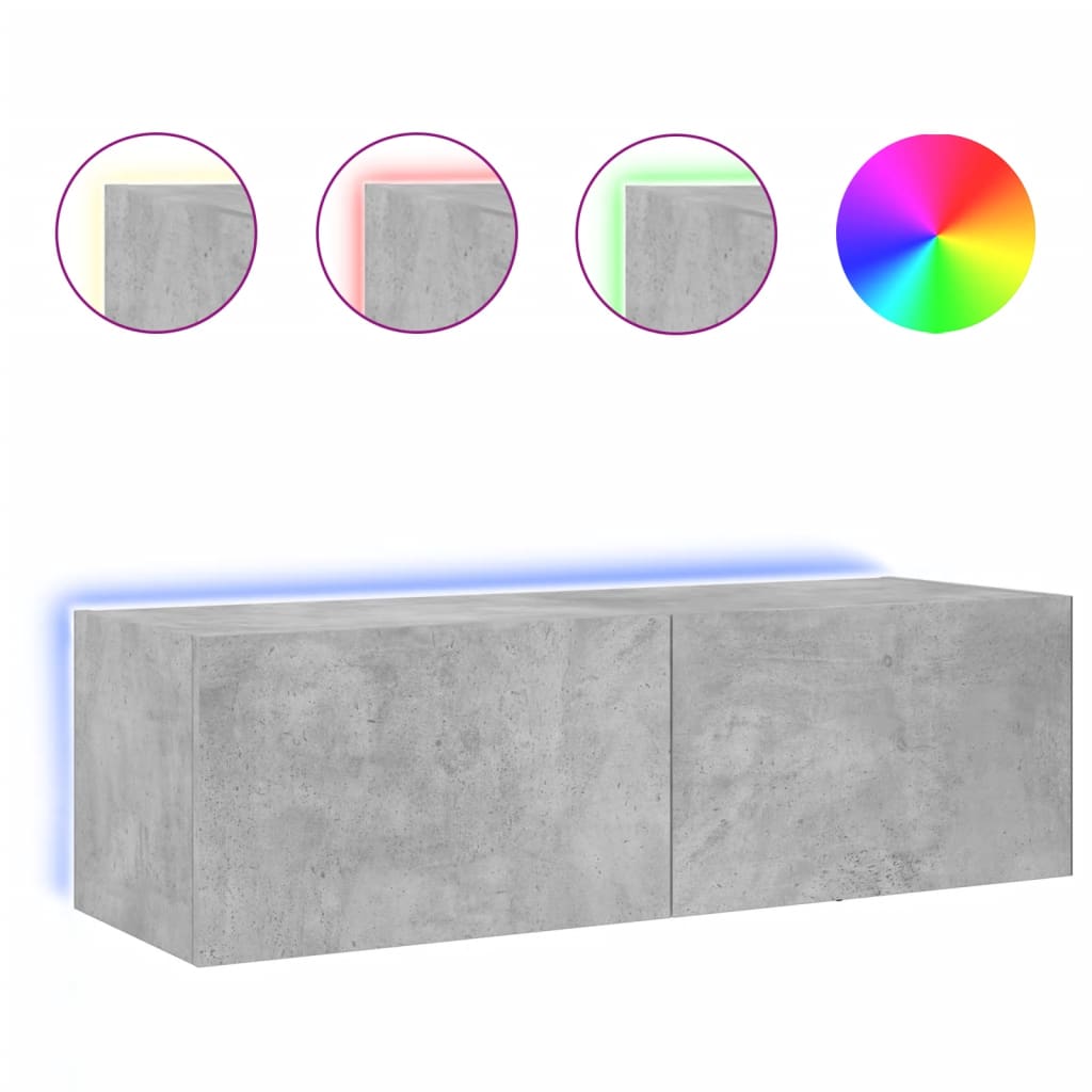 vidaXL Mueble de TV de pared con luces LED 100x35x31 cm, Mueble de Salon, Mueble TV, Mueble TV salon, Mesa de TV, Mueble tele