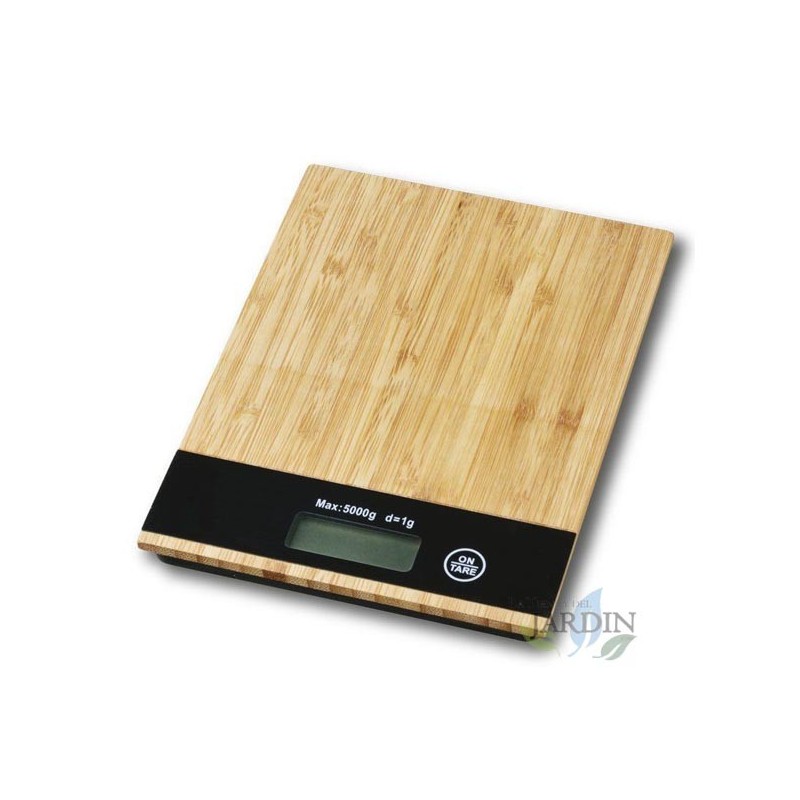 SUINGA Bascula de Cocina Madera 5 Kg - Graduación 1 gr | Peso de Cocina Digital | Bascula Digital de Cocina | Peso Alimentos 15x20 cm