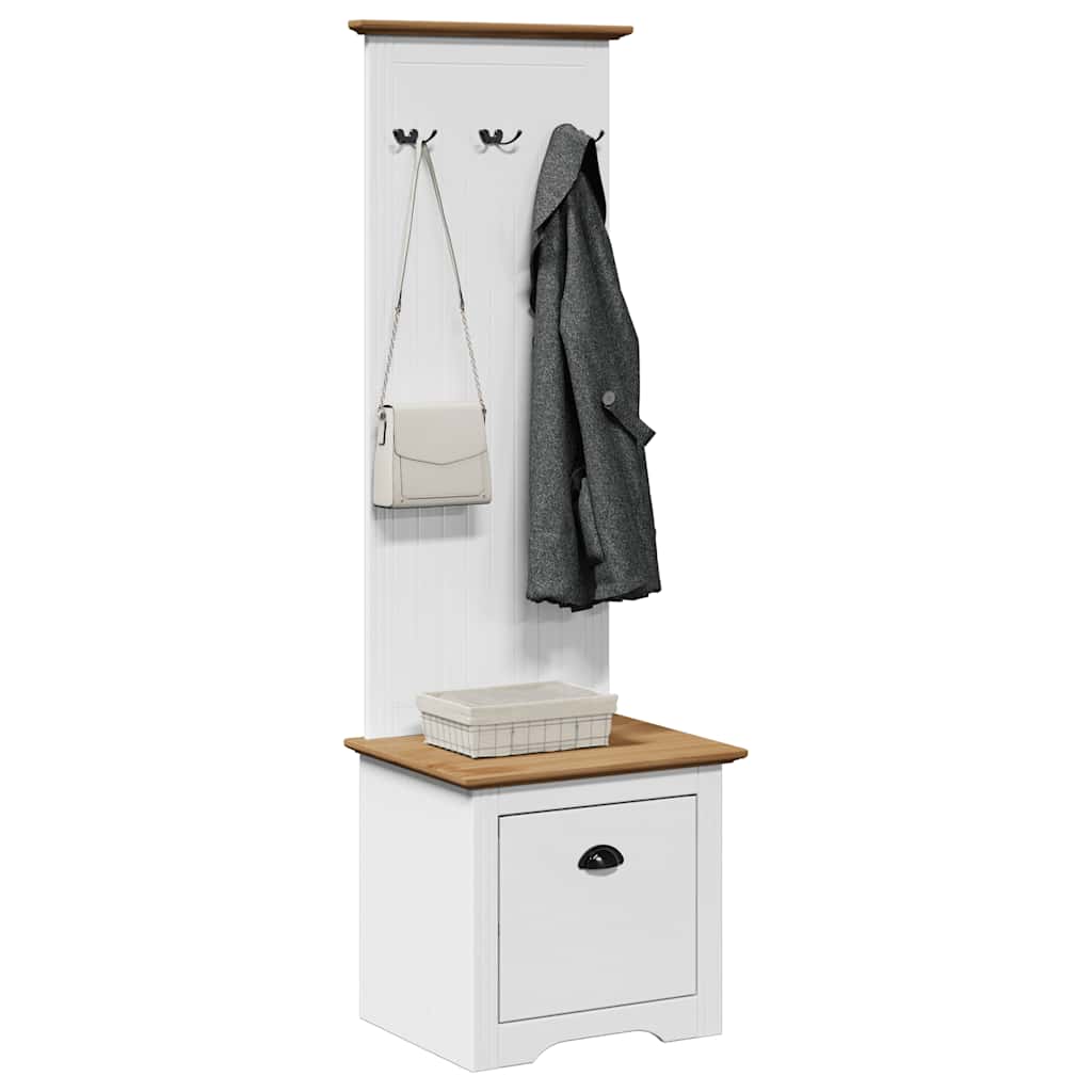 vidaXL Mueble de entrada con ganchos BODO 50x40x157 cm en color Blanco/Gris/Blanco y marrón | almacenamiento funcional diseño moderno para baño dormitorio sala