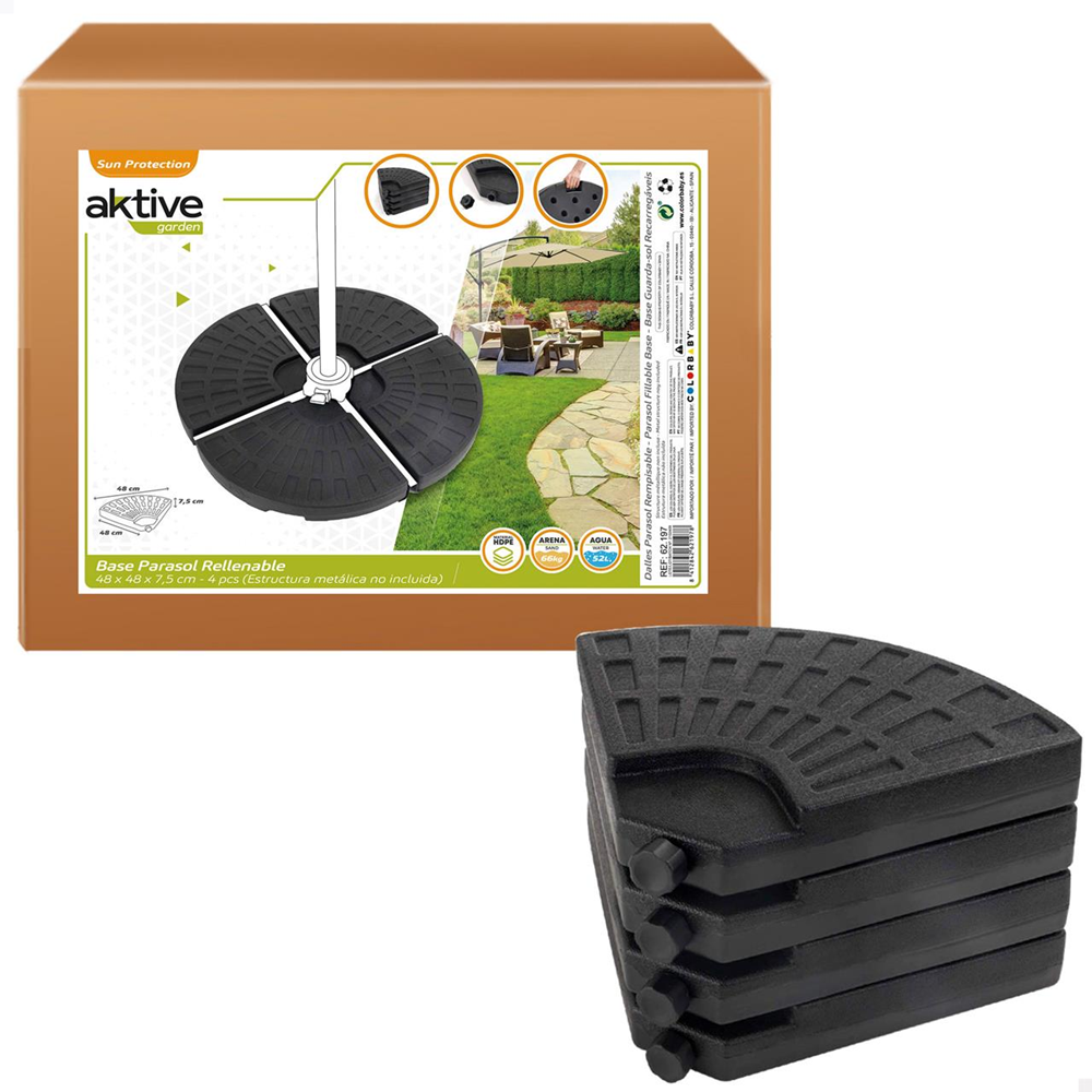 Soporte parasol 4 piezas de plástico 52/66 kg 48X48X7.5CM  (Color Baby 62197)