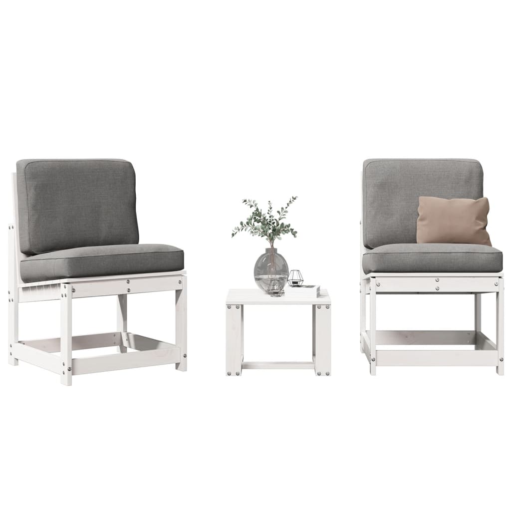 vidaXL Juego de muebles de jardín 3 piezas madera maciza de pino