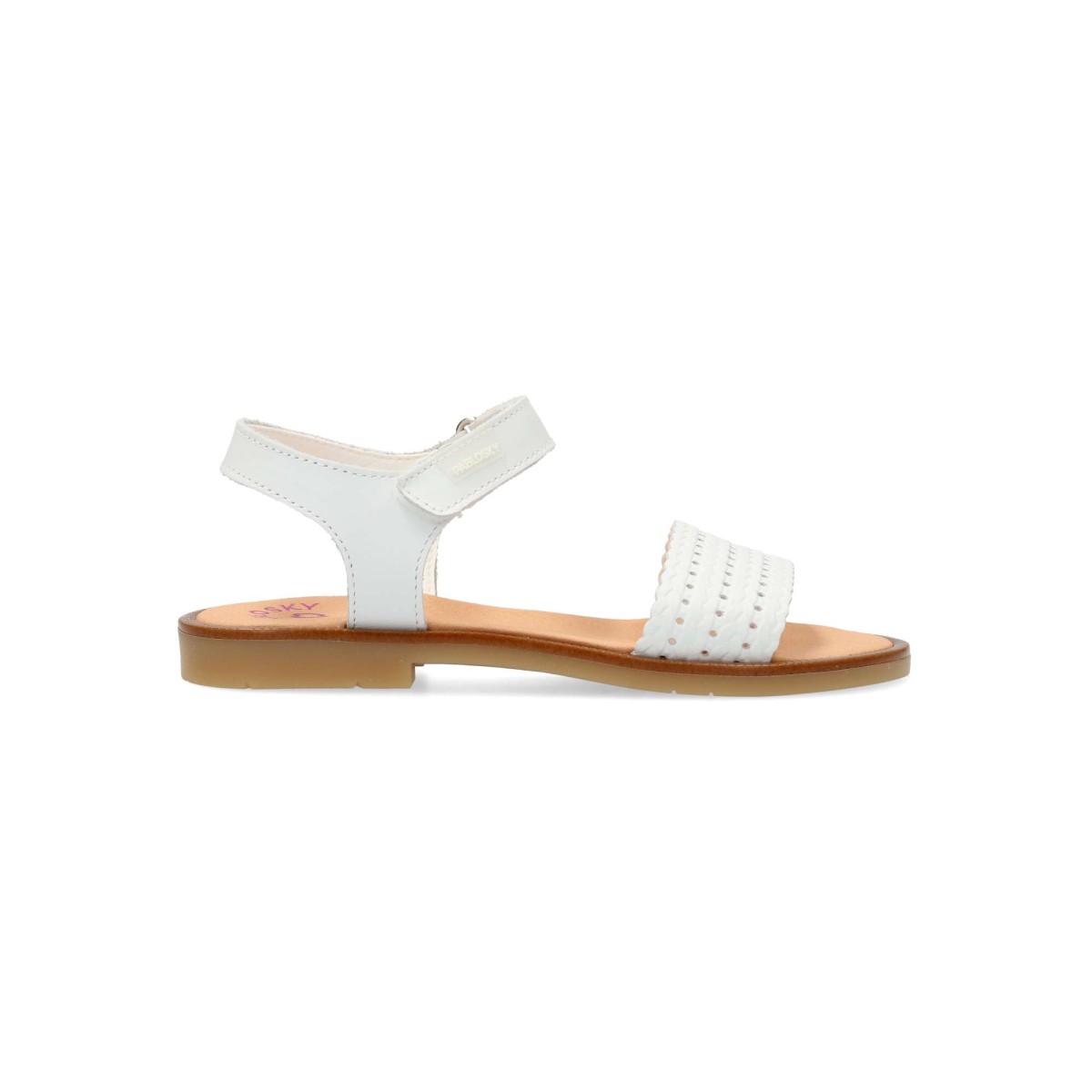 Pablosky - Sandalias de niña cómodas y versátiles con cierre adherente, piel grabada premium, amortiguación avanzada y agarre seguro, ideal para uso diario y ocasiones especiales, hechas en España