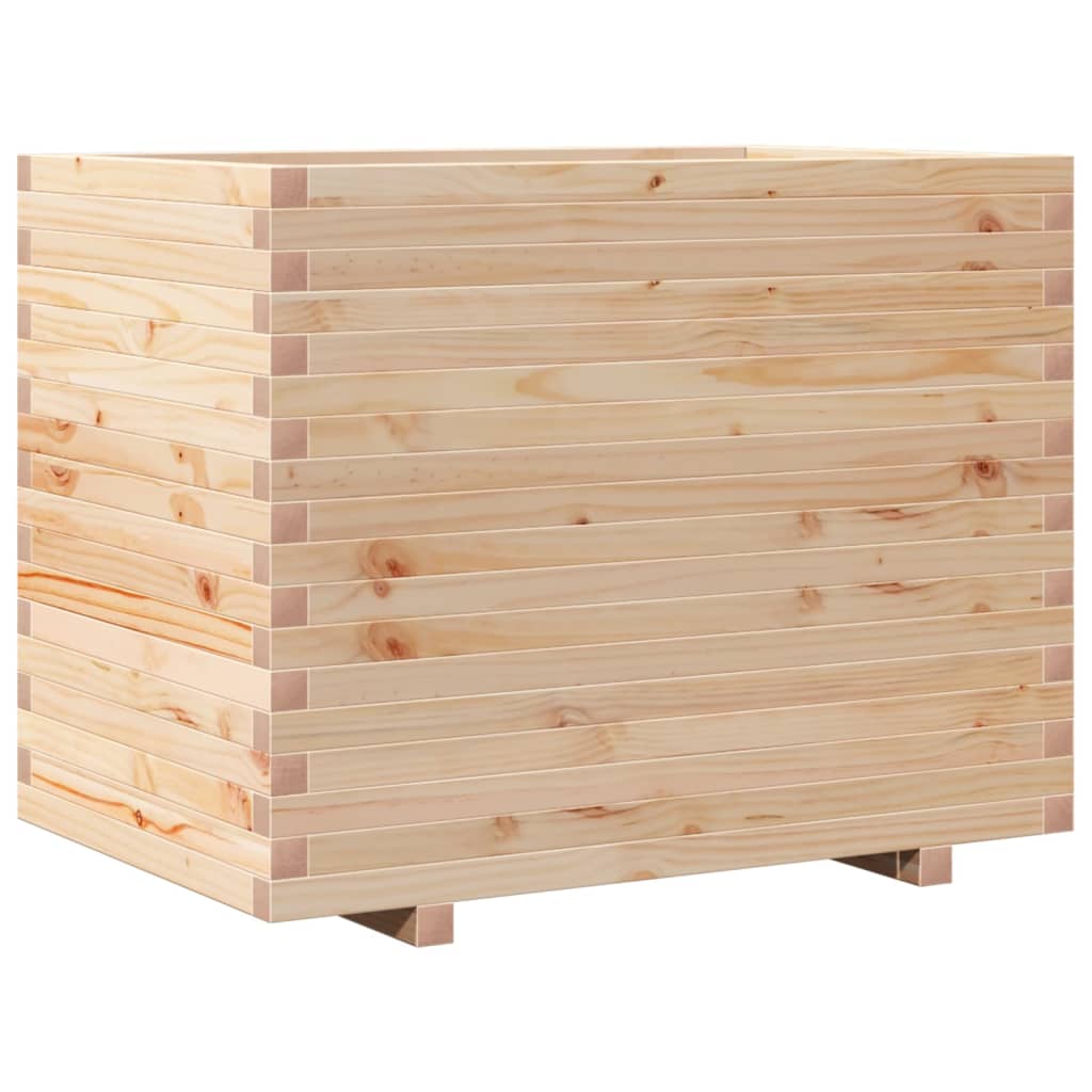 vidaXL Jardinera madera de pino impregnada 90x60x72 cm Color Pino natural,  Blanco,  Marrón cera y mas