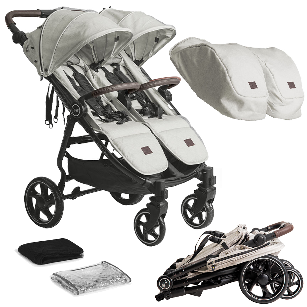 Niu - Silla de paseo Gemelar VentTwin+ para bebes - Ligera, Compacta y Versátil Carro Gemelar: Capazo NO incluido (aparte) - Respaldos y Reposapiés ajustable Chasis de aluminio - capota XXL…