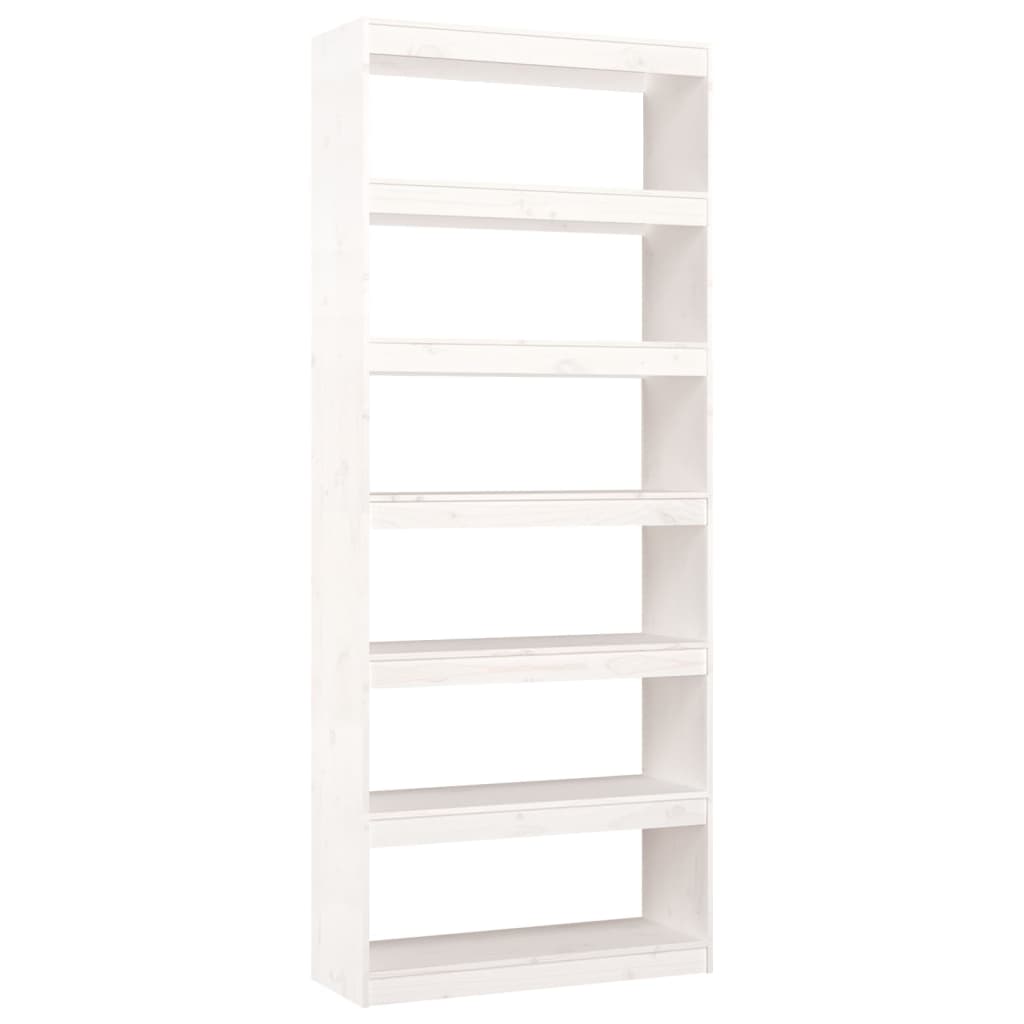 vidaXL Estantería/divisor de espacios madera pino 80x30x199,5 cm Marrón, Blanco, Gris Mueble Almacenaje Estantería para Oficina, Estudio, Dormitorio Estantería/Librería/ mueble de Almacenamiento
