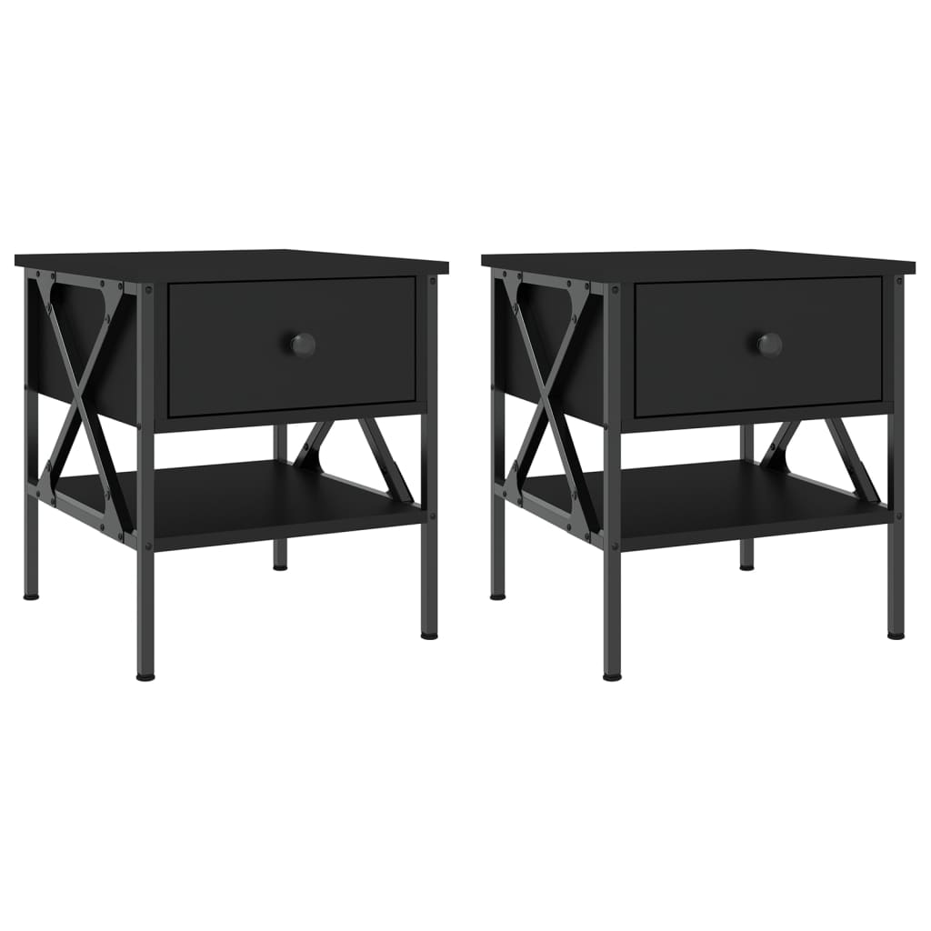 Vidaxl Mesitas Noche 2 Unidades Madera Ingeniería 40x42x45 Cm Negro
