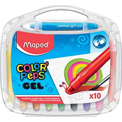 Ceras Maped Color Peps Gel 10 Colores Acuarelables Lavables para Niños