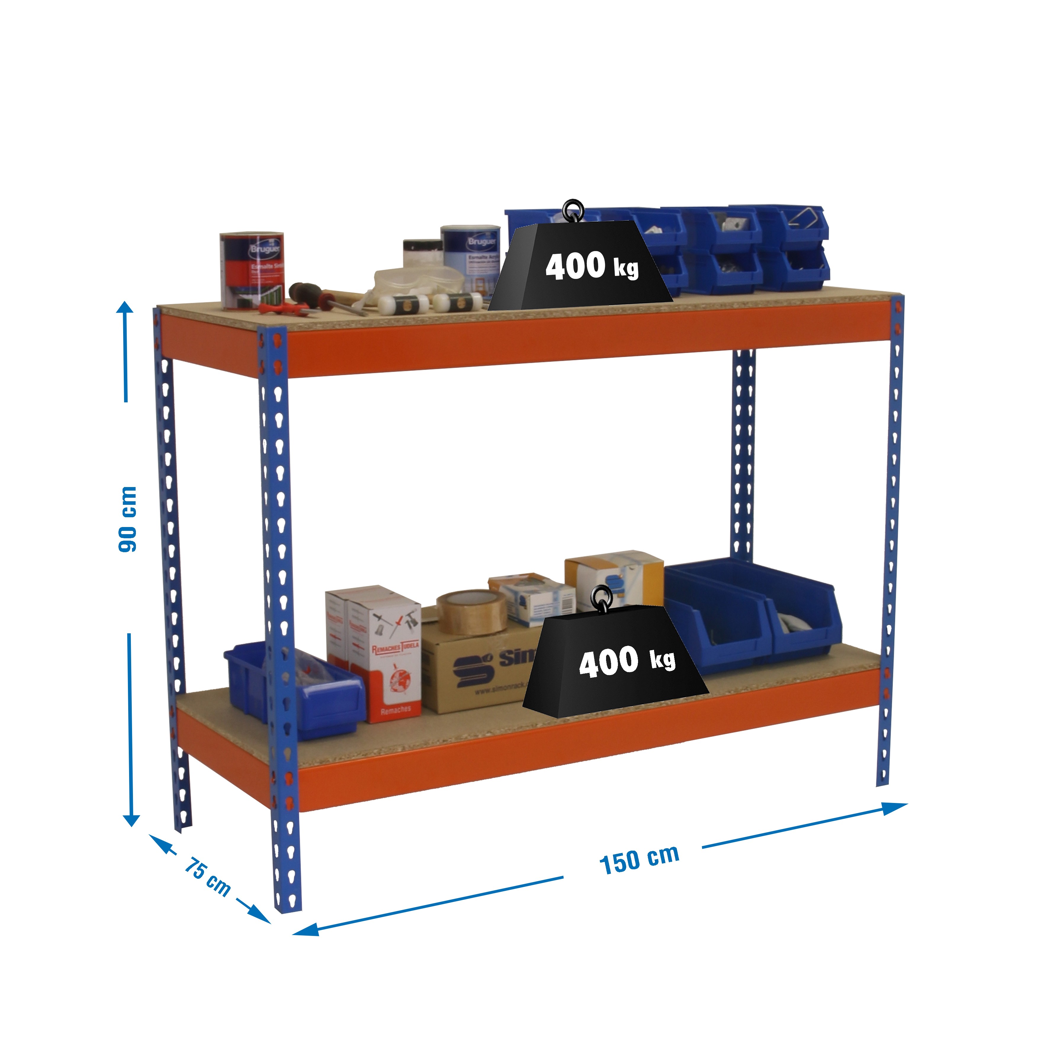 Mesa de Trabajo SIMONRACK Simonwork basic 2 901575-2 azul/naranja/madera