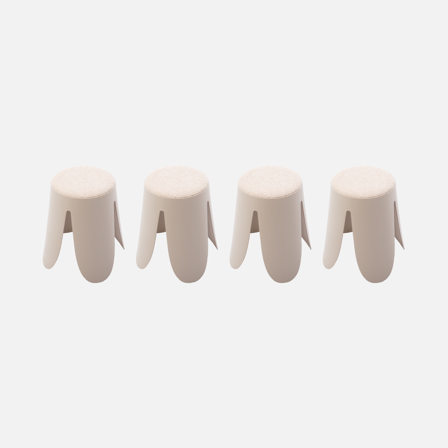sweeek - Taburetes apilable de borreguito texturizado, set de 4 , Niki , 44x30x46