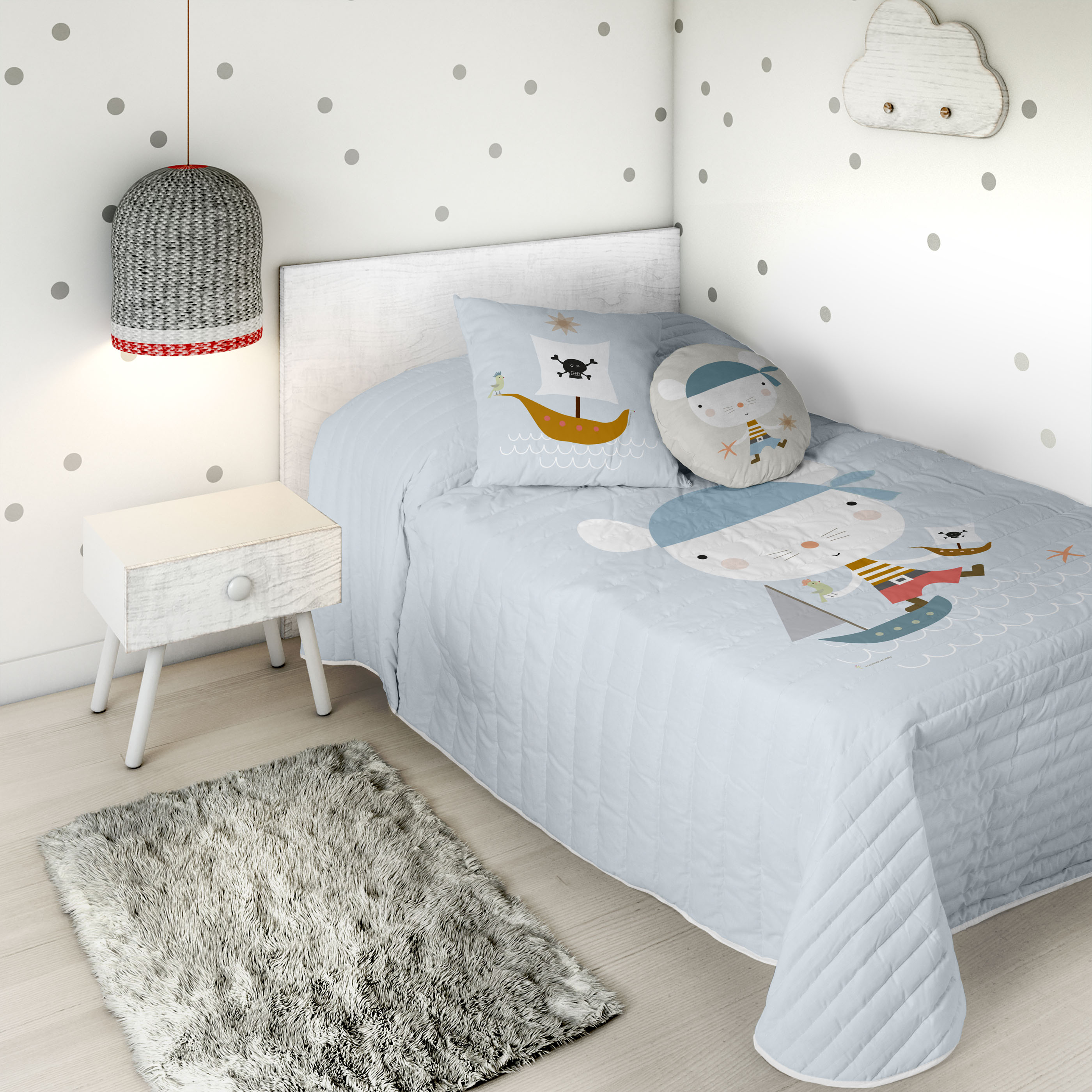 HACIENDO EL INDIO - Colcha Bouti Infantil Estampada 100% Algodón - Relleno 70 gramos -  Cubrecama Ligero Acolchado - Ideal para Primavera y Verano - Disponible para Cama 90/105 cm - Fabricada en España