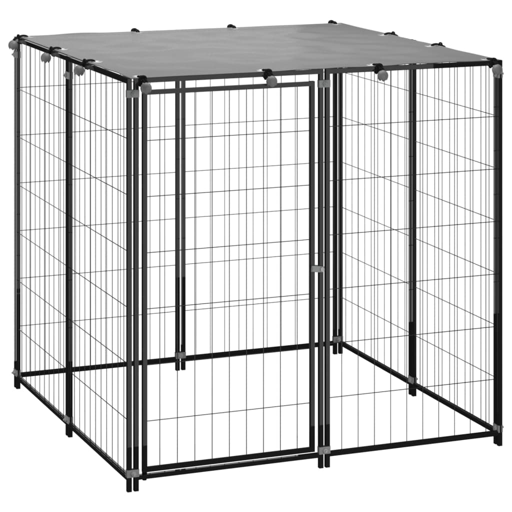 vidaXL Perrera de Acero 10x110x110 cm Casa Jaula Perro Cachorro Mascota Color Negro,  Plateado, y mas