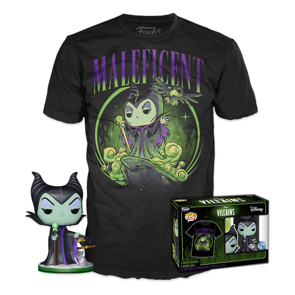 Funko Disney Pop! & Tee Set de Minifigura y Camiseta Disney Villains: Maleficent Talla XL - Alta Calidad
