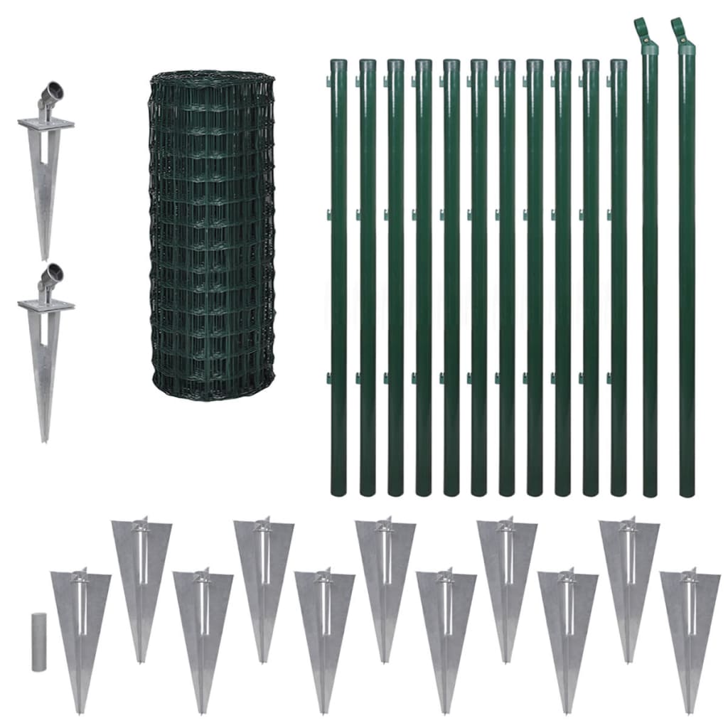 vidaXL Euro Valla de acero verde 25x1 m
