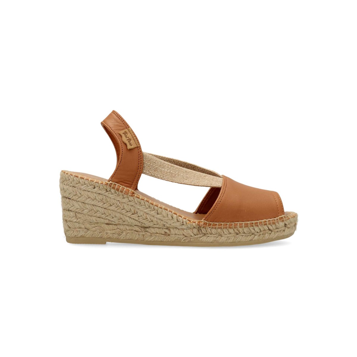 Toni Pons - Sandalia alpargata elásticos confort con cuña de 6 cm, suela de yute natural sobre goma y planta acolchada en piel para mujer verano